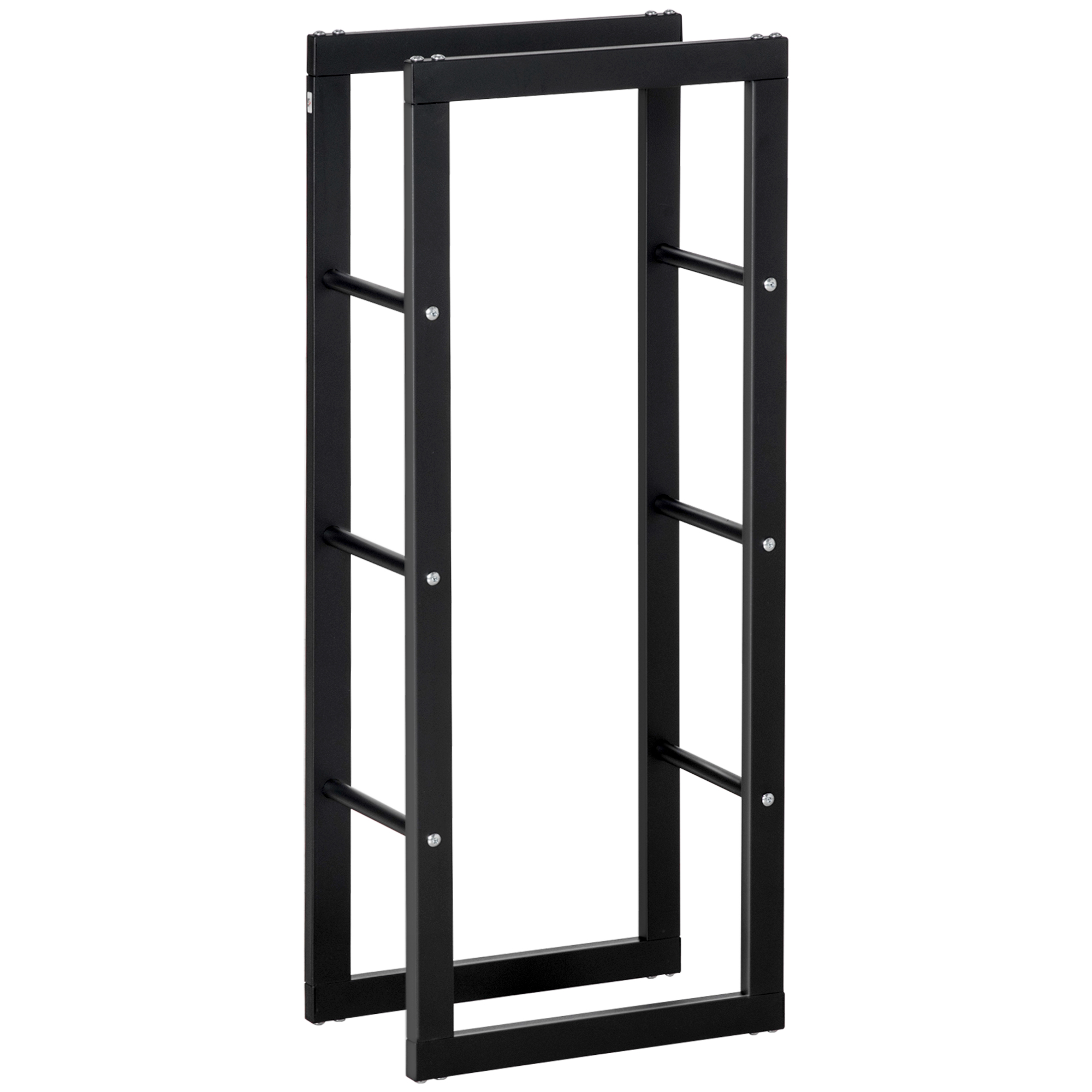 HOMCOM Soporte para Leña Estante de Leña Metálico Leñero de Exterior de Metal para Interior y Exterior Carga 100 kg  Negro