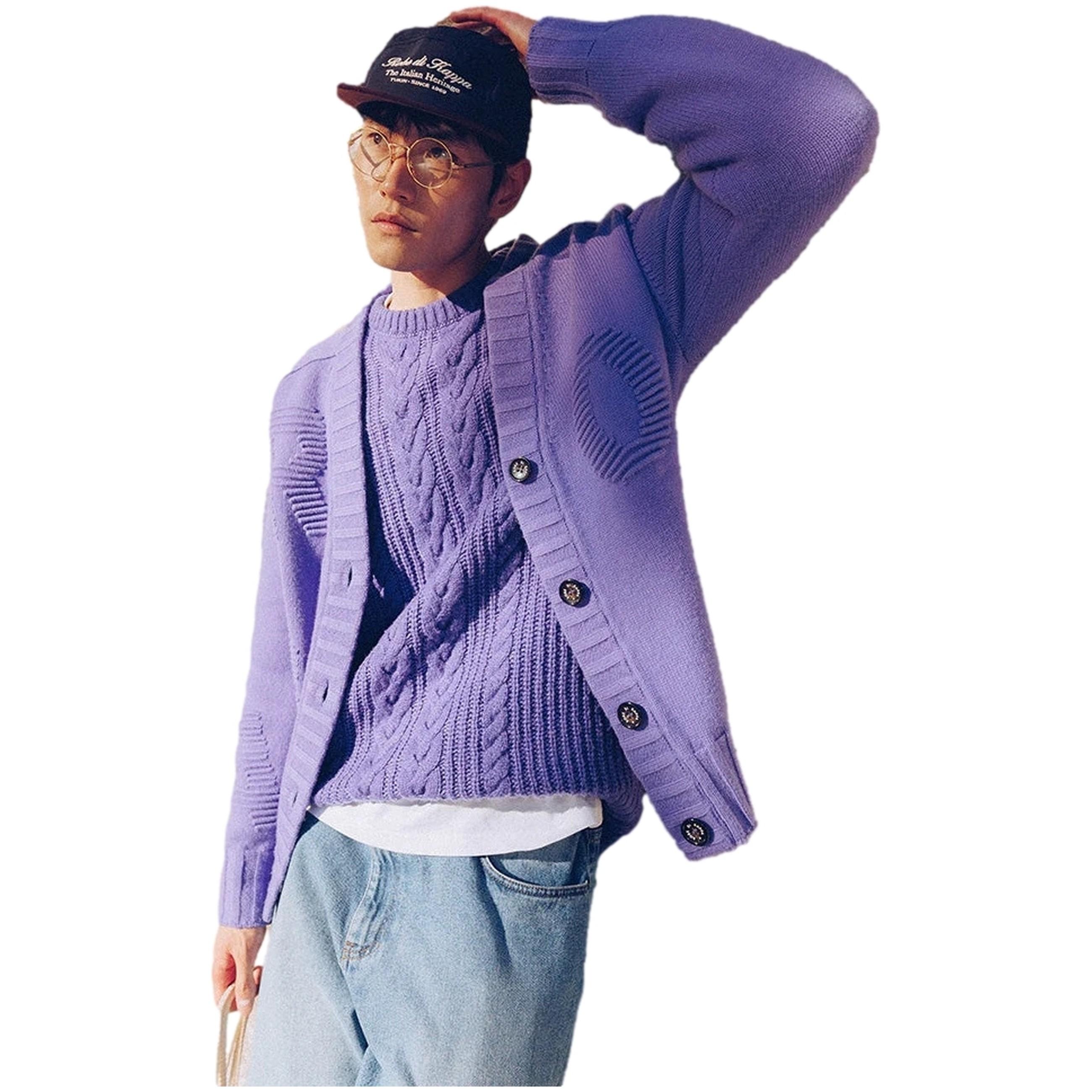 Cárdigan KAPPA Robe Giovani Abeba con Logo en Punto Otomano Color Violeta