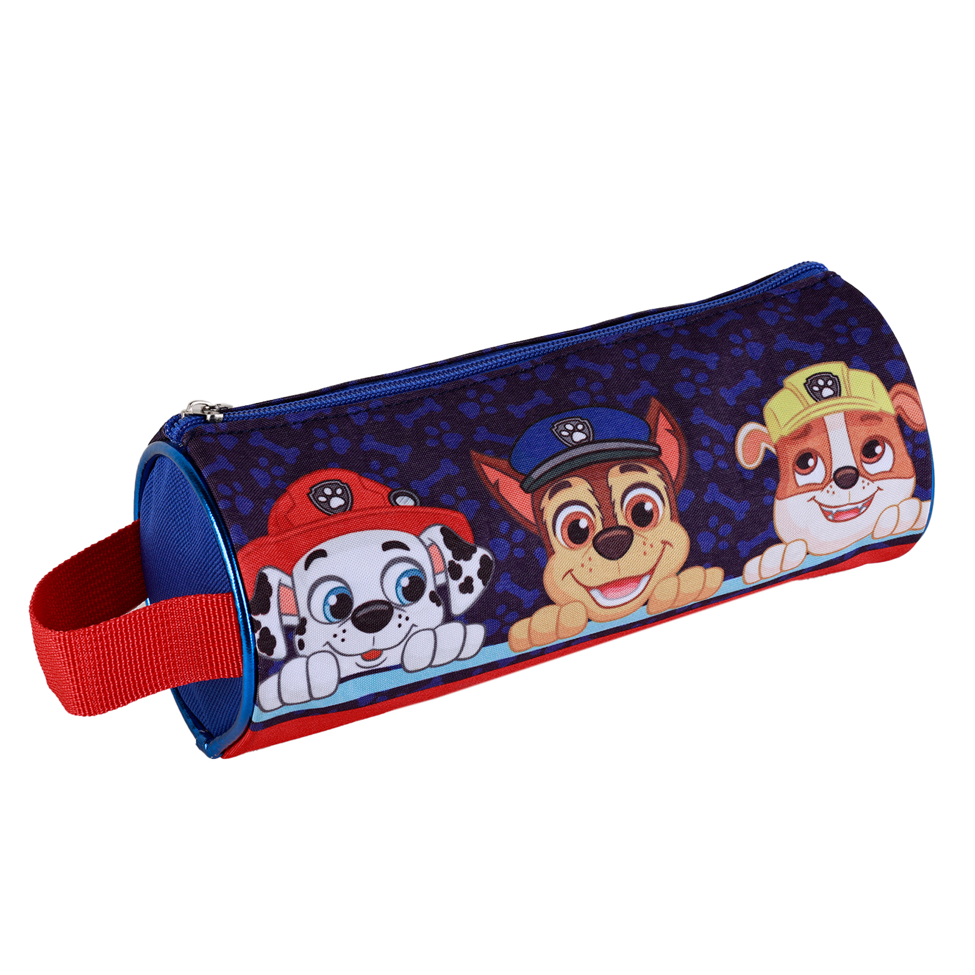 DAM. Portatodo redondo Paw Patrol. Interior totalmente forrado y personalizado. 23x9x9 cm.