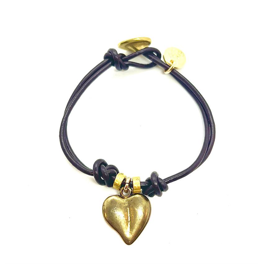 Pulsera MyLove cuero marrón y dorado