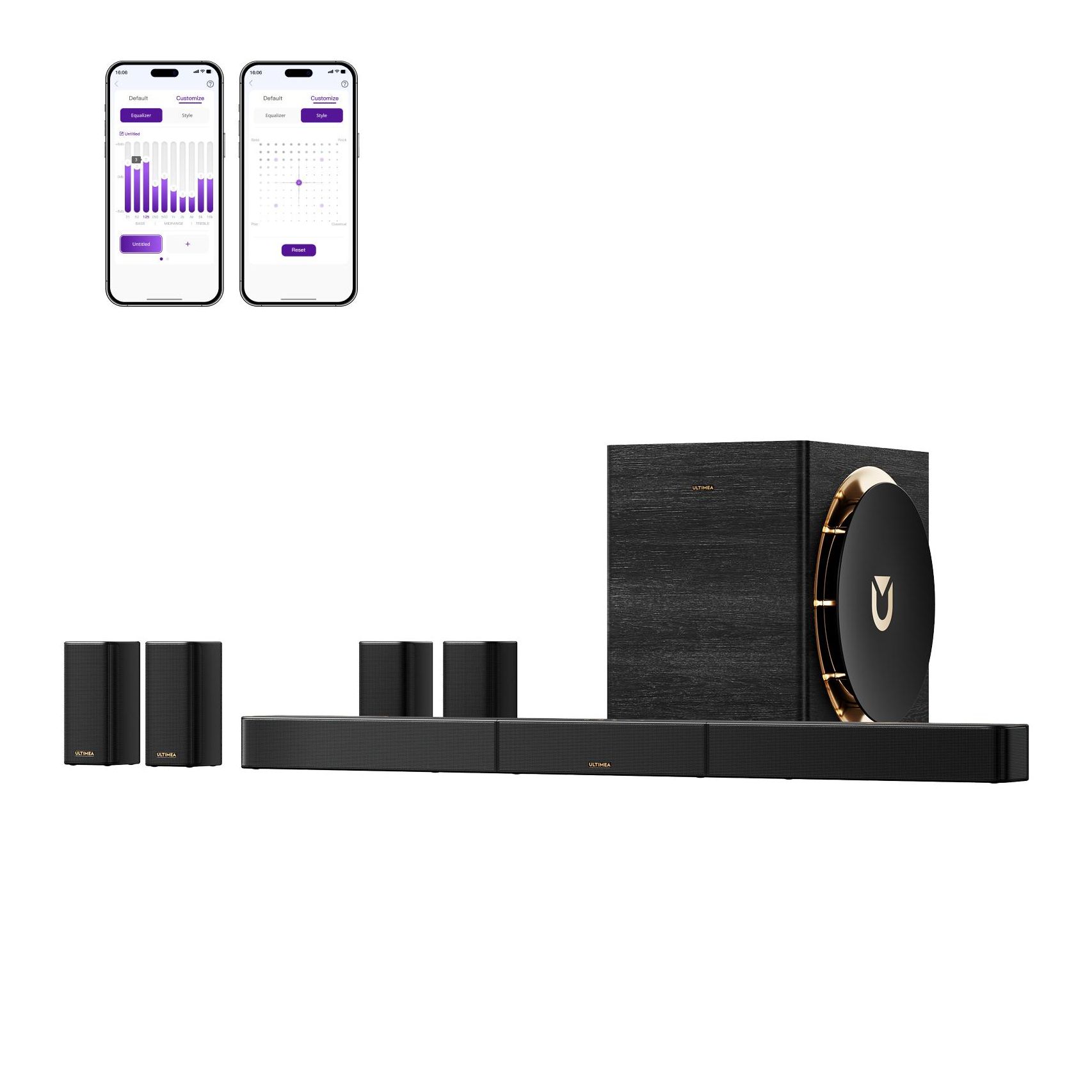 ULTIMEA Skywave X100 Barra de Sonido 9.1.6CH con Dolby Atmos y DTS:X, Sistema de Cine en Casa de 1500 W, Subwoofer Inalámbrico de 10", 8K HDR Pass-Through