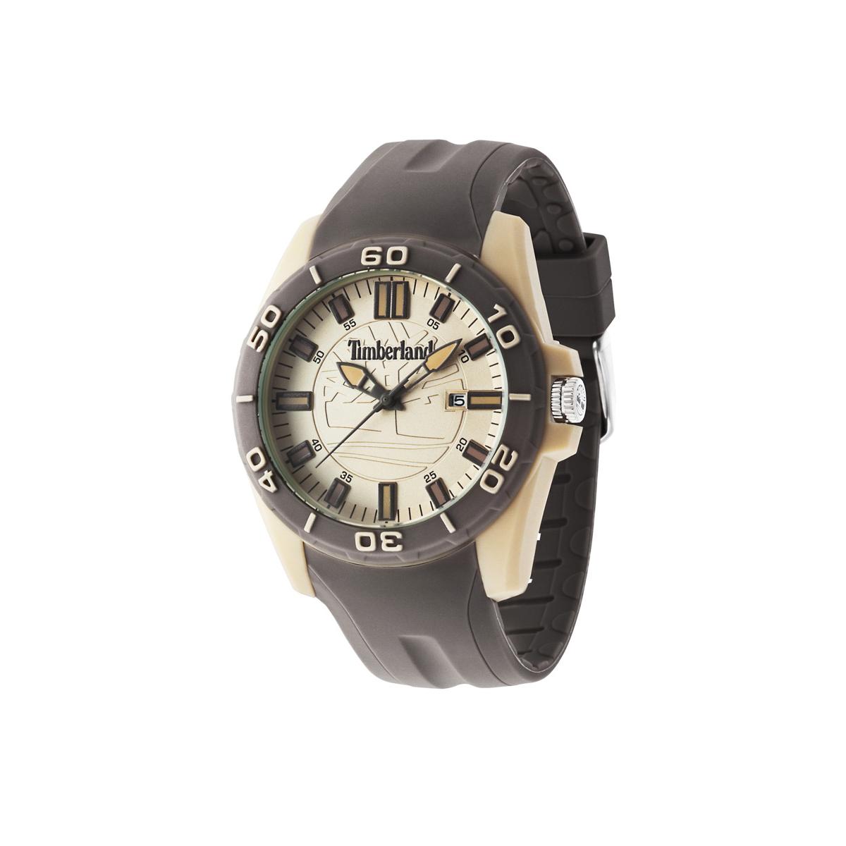 Timberland Reloj Hombre Caja De Plástico Pulsera Silicona De Color Marrón Resistente Al Agua 5 Atm 14442jpbegy-07p