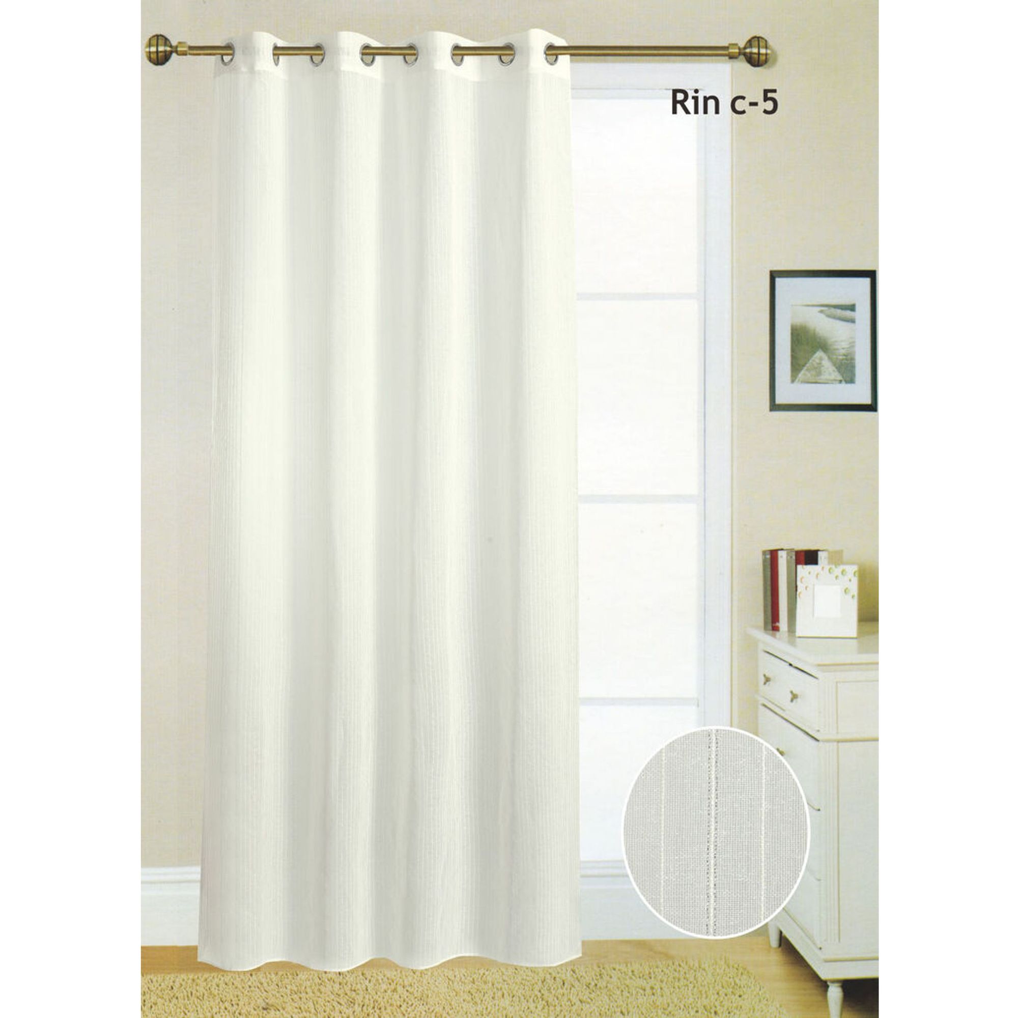 TEJIDOS REINA Cortina ollados Modelo: rin - Medida Cortina Ollados 140x260 Cm