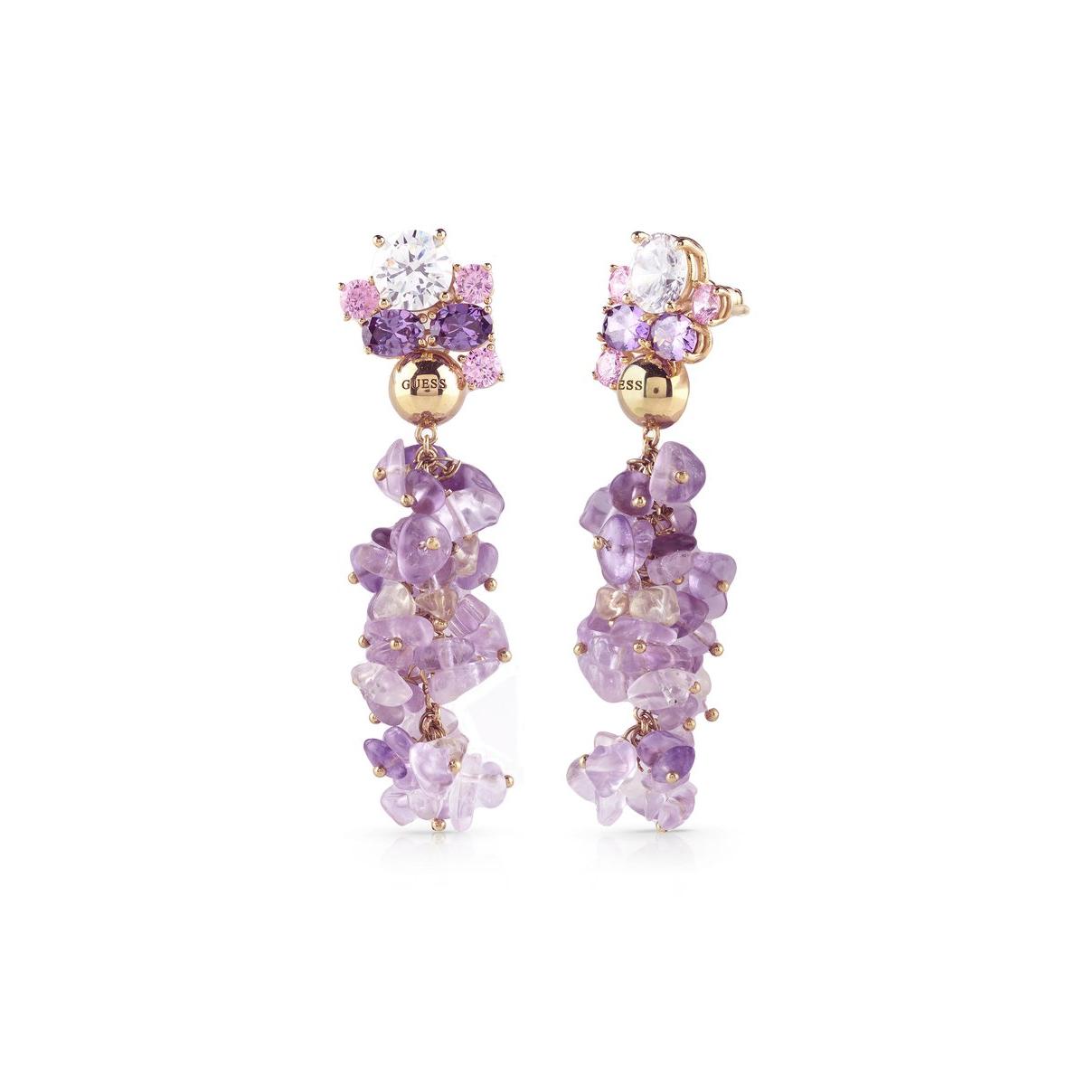 Guess Pendientes Mujer Natural Beauty De Acero, Piedra Lila Jube03202jwygamt-u