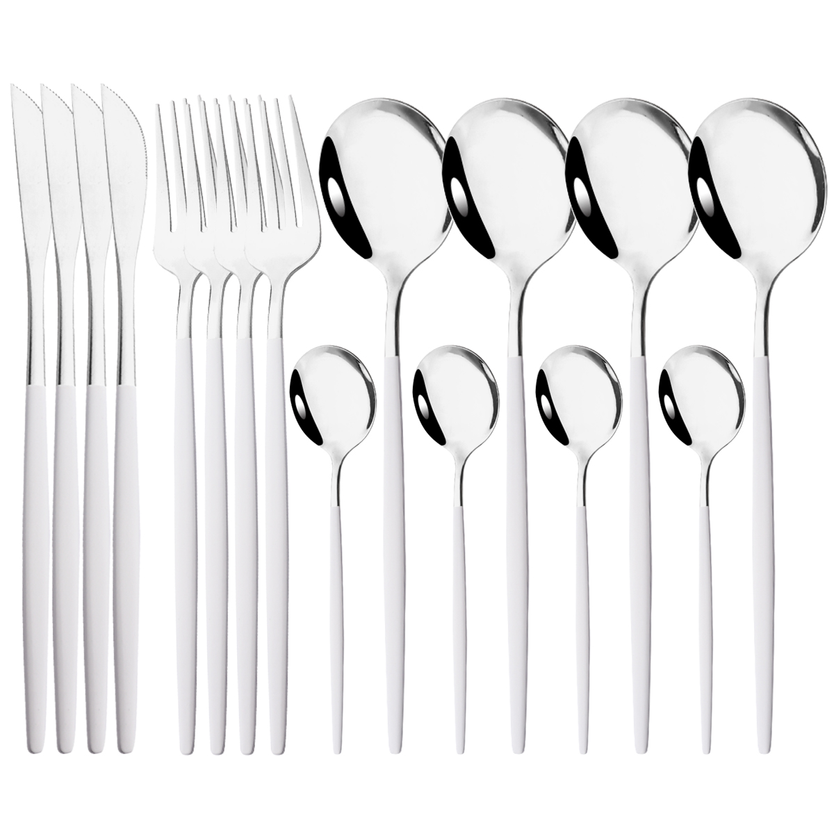 Om Home  16PCs Cuchillo, Cuchillo, Cubierta Juego de Vajilla de Cena de Maple Inoxidable Rosa