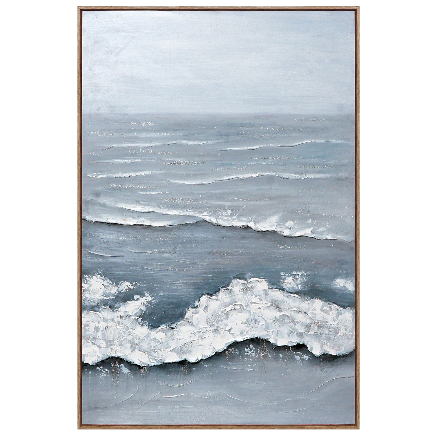 Cuadro lienzo 80 x 120 cm marco madera marina 80% a mano, color natural, medidas 80x120x3.5 cm Fijalo