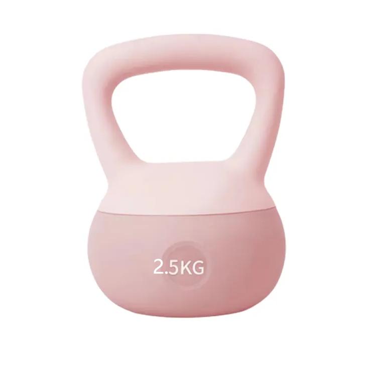 Hot Selling Home Fitness Pesa Rusa 2kg, 4kg, 6kg, 8kg, 10kg, 12kgTraining Gym Strength Floor Protect PVC iron sand Soft Kettlebell,Superficie de Caucho Blando Pesa