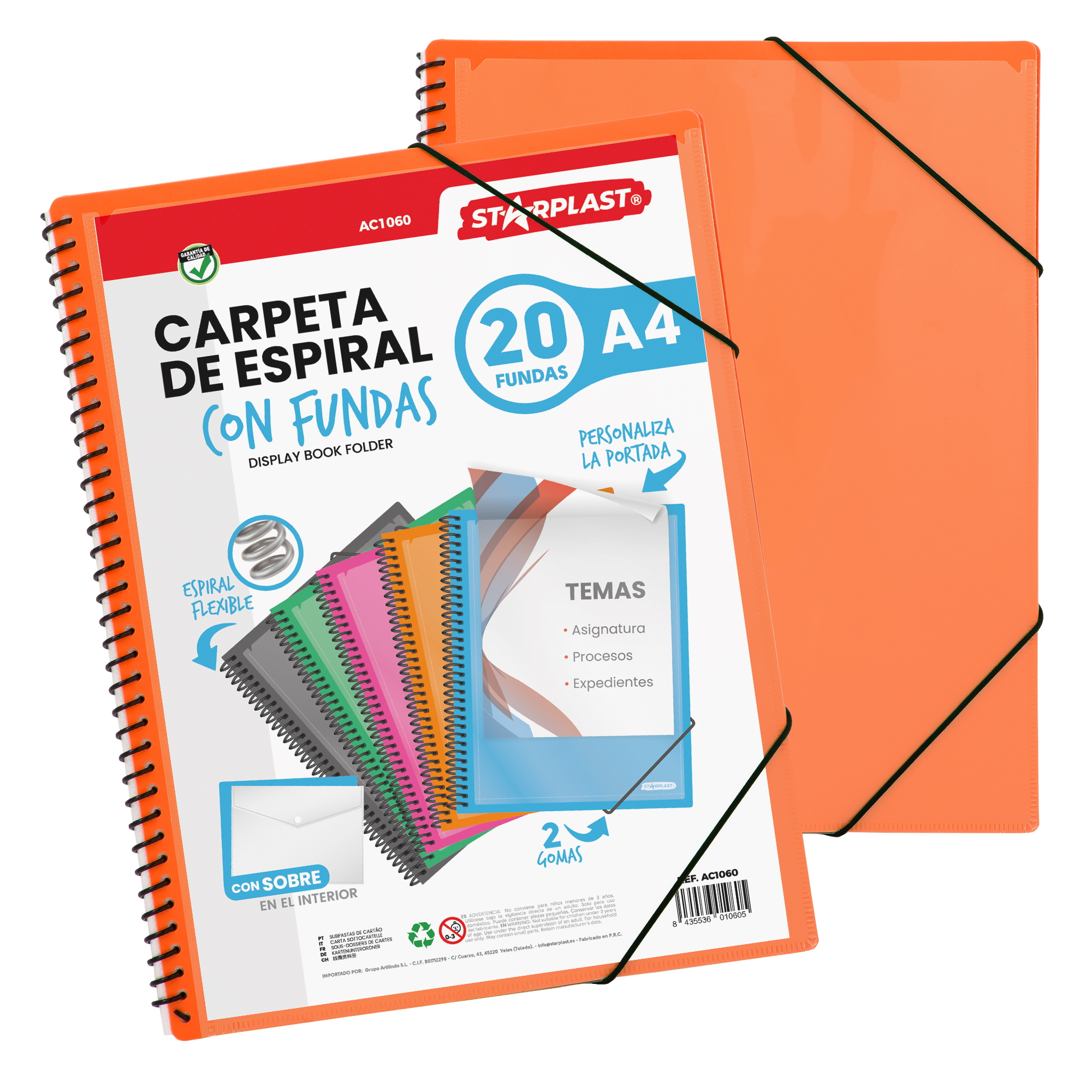 Starplast Carpeta A4 20, 30 Y 40 Fundas con espiral flexible con portada intercambiable