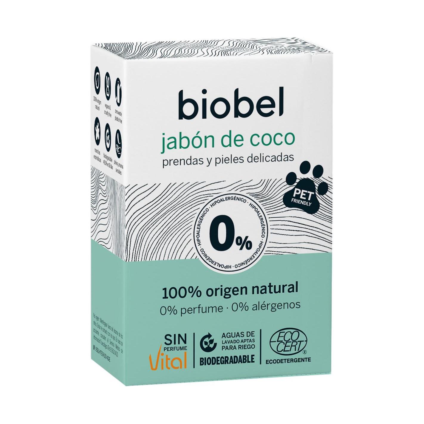 🧼 Biobel Jabón de Coco Sin Perfume 240 g 🌿 Jabón Sólido Ecológico 100% Natural | Sin Fragancias ni Alérgenos | Apto Piel Sensible y Uso Diario | Limpieza Suave y Vegana