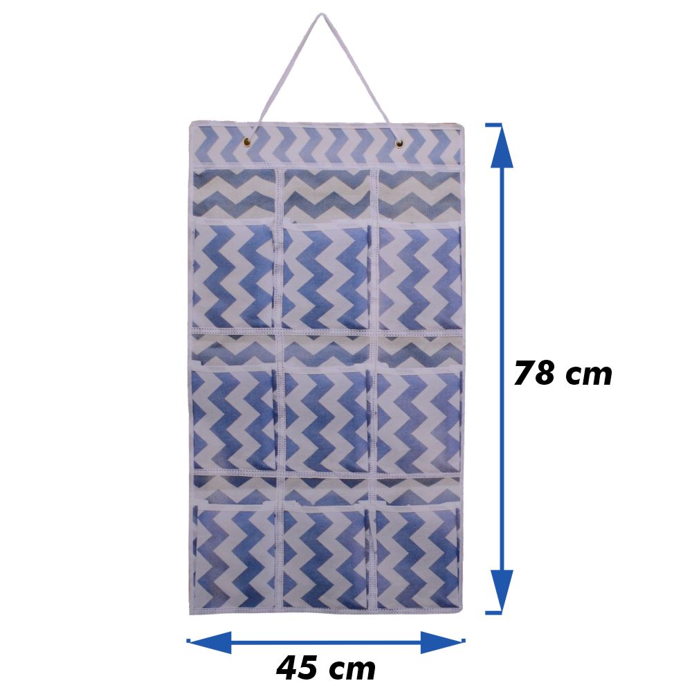 Organizador Colgante de Bolsillos Azul PlusCalidad - Para Zapatos / Ropa Interior / Calcetines / Corbatas / Cinturones / Calzado Deportivo / Bufandas / Joyas