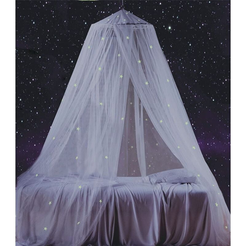 CA Mosquitera, dosel para cama con estrellas fluorescentes que brillan en la oscuridad, dosel para cuna de bebé, cama para niños pequeños