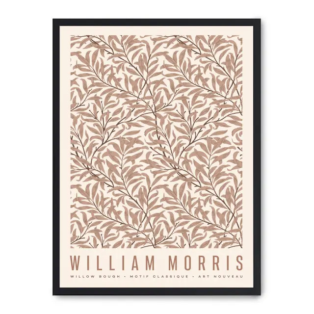 Lámina con marco negro WILLOW PATTERN VI 21x30 cm, Póster impreso en papel de primera calidad de 180gr, montado sobre marco de madera MDF acabado en negro., Arte - Pintores famosos - William Morris