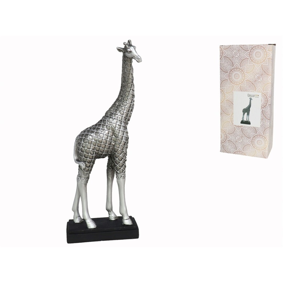 Factory Cuadros - Figura Decorativa Jirafa Plata 11x5,8x28,5cm