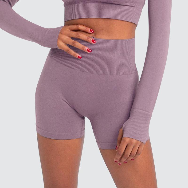 OmHO Ropa de Yoga de Tela Súper suave, Pantalones cortos de Gimnasio con Realce, Mallas Deportativas de Faja Alta Para Mujer, pantalones cortos de entrenamiento y ciclismo