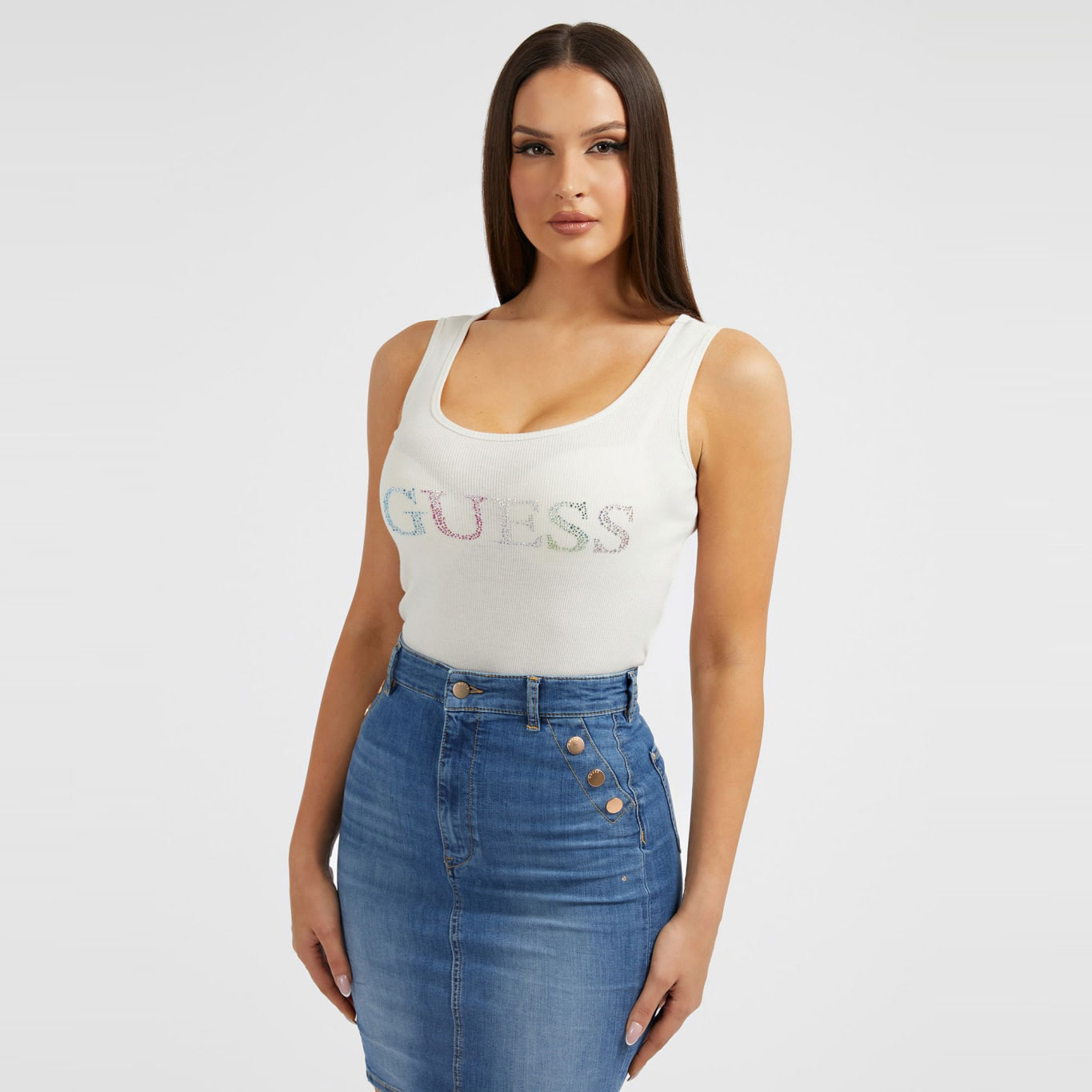 Guess..  Camiseta Blanca W3GP43 K9I51-G012 , para Mujer