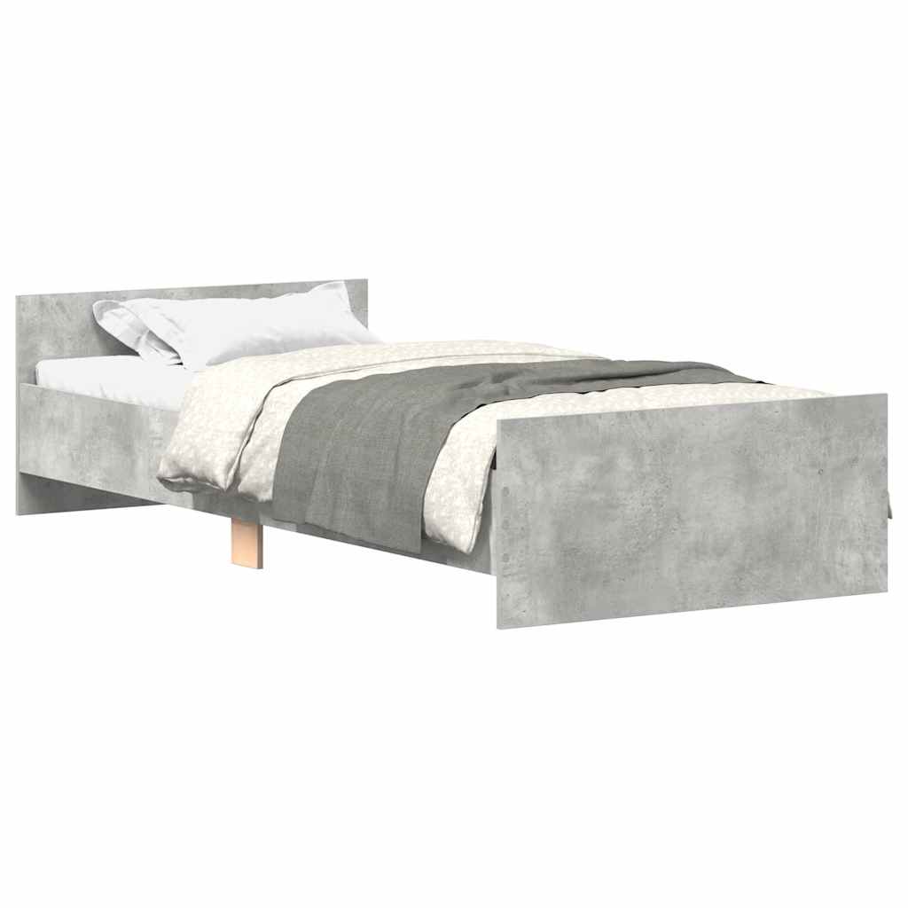 vidaXL Estructura de cama madera de ingeniería gris hormigón 90x190 cm