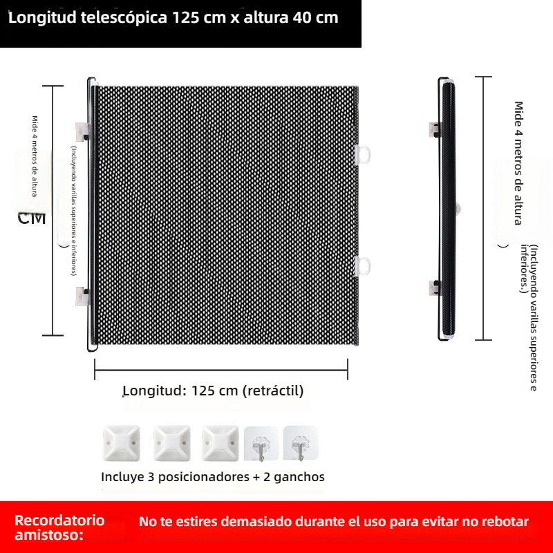 Barrera retráctil para gatos, antiescape, antissaltos, separador ajustable para puertas y pasillos, fácil instalación.