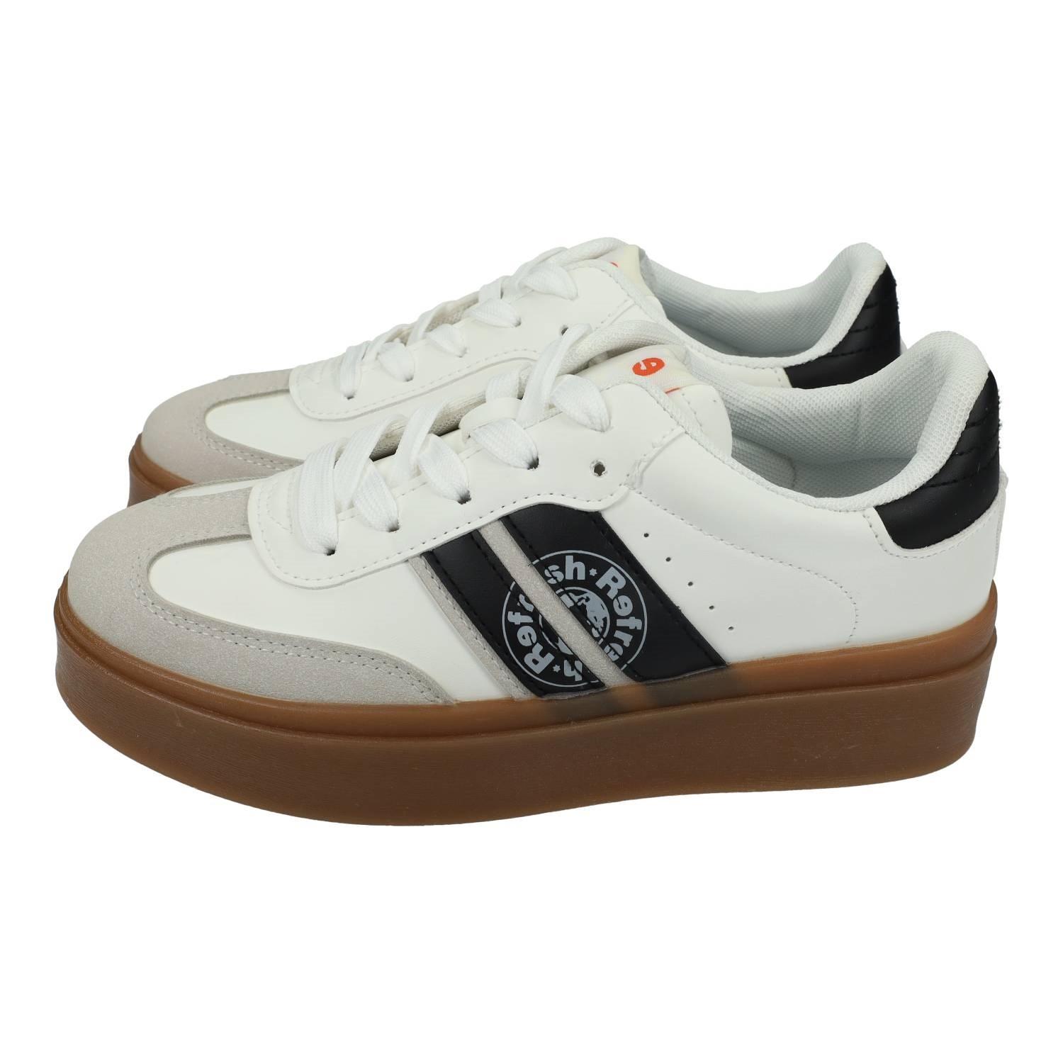 Zapatillas marca REFRESH para mujer en color blanco. Zapatillas deportivas Refresh para mujer, diseño urbano con plataforma, ligeras y cómodas, suela antideslizante