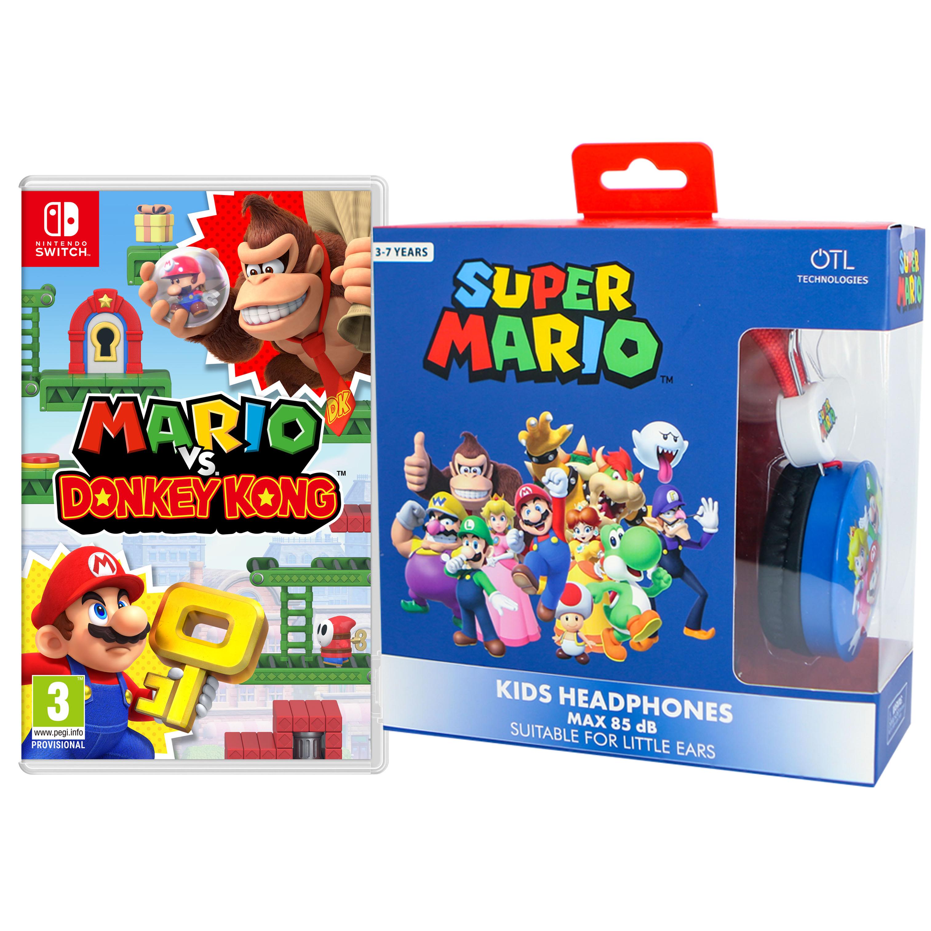 JUEGO FÍSICO NINTENDO SWITCH ELIGE TU FAVORITO + AURICULARES INFANTILES CON CABLE Y VOLUMEN LIMITADO OFICIALES SUPER MARIO     VERSIÓN ESPAÑOLA GARANTÍA EU