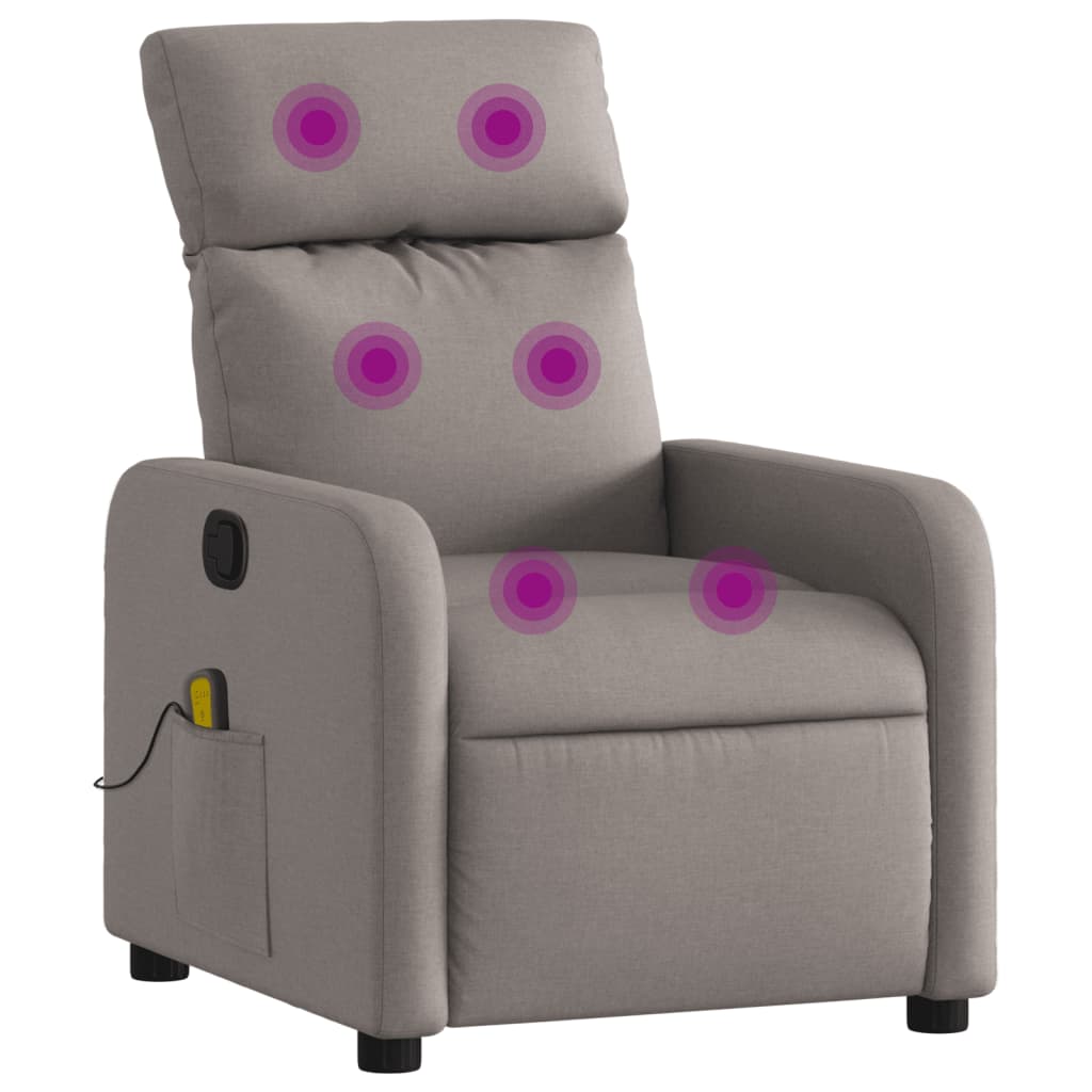 Vidaxl Sillón Reclinable con Masaje, Tela Gris Claro