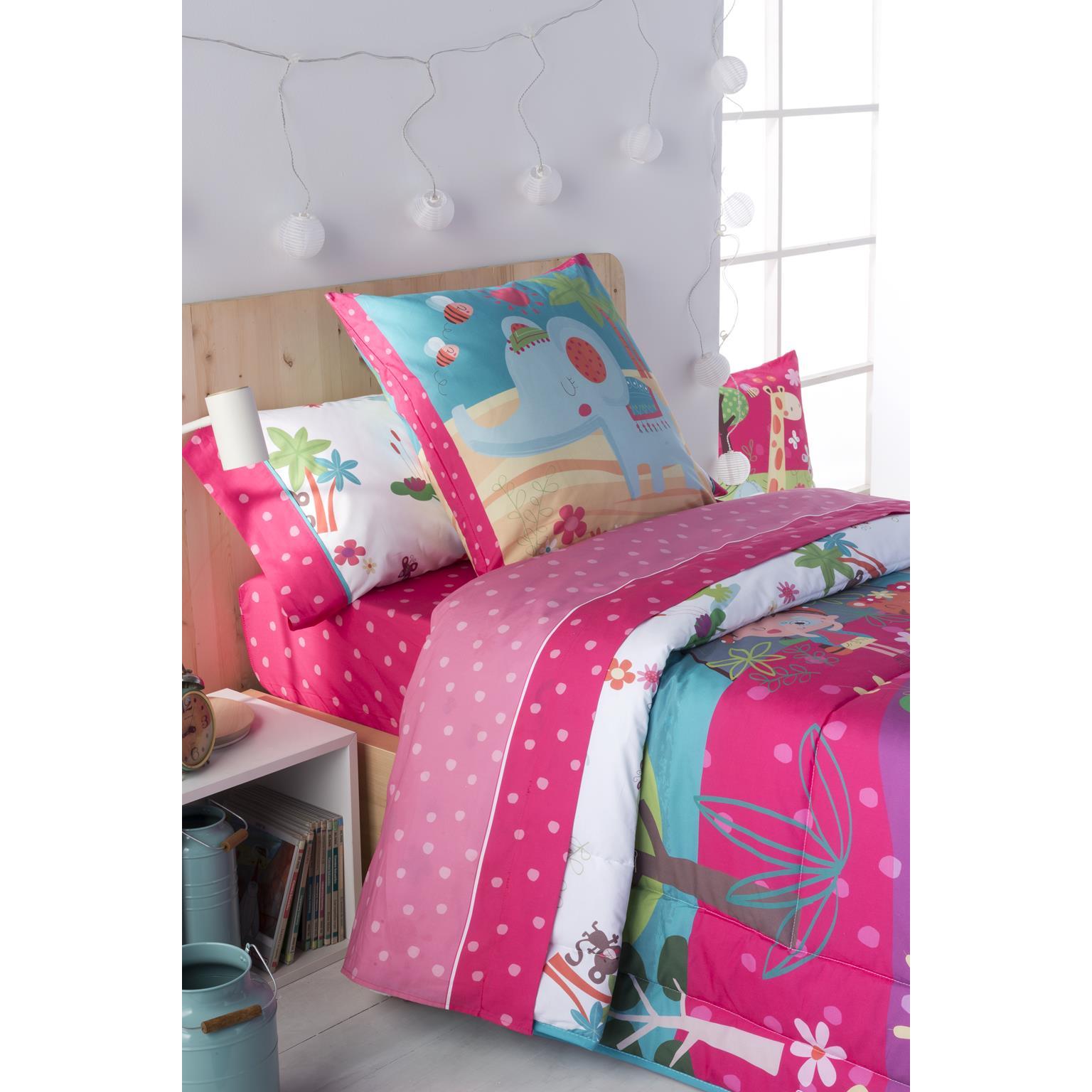 JVR - Juego de Sabana modelo THAI - Tejido 100% Algodón Percal 200 hilos - Estampado digital - Fabricado en España - Cama 80/90/105/135/150