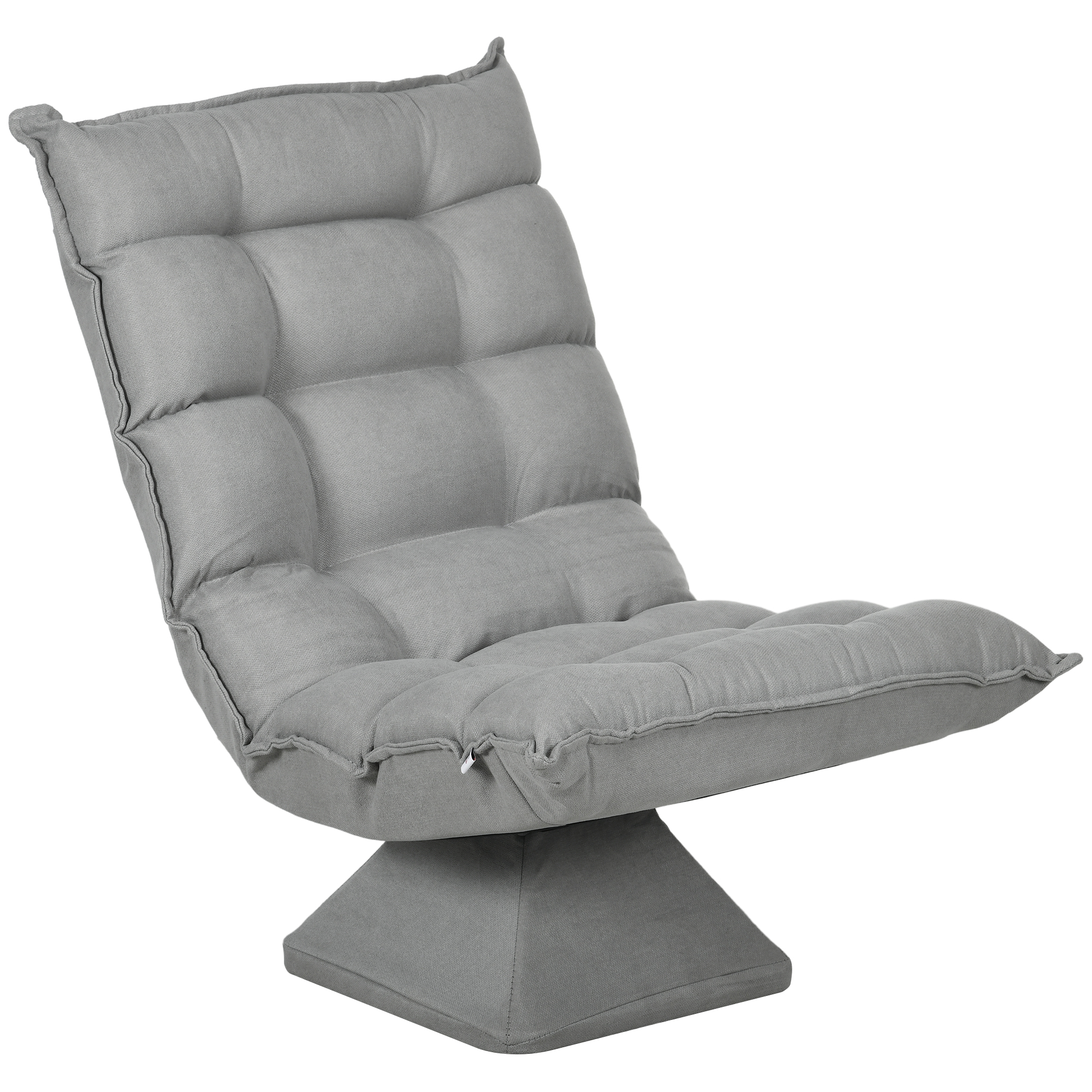 HOMCOM Silla de Pie Sofá de Pie con Respaldo Ajustable Silla de Meditación Giratoria con Base Acolchada Sillón Relax Sofá Perezoso para Salón Oficina Gris Claro