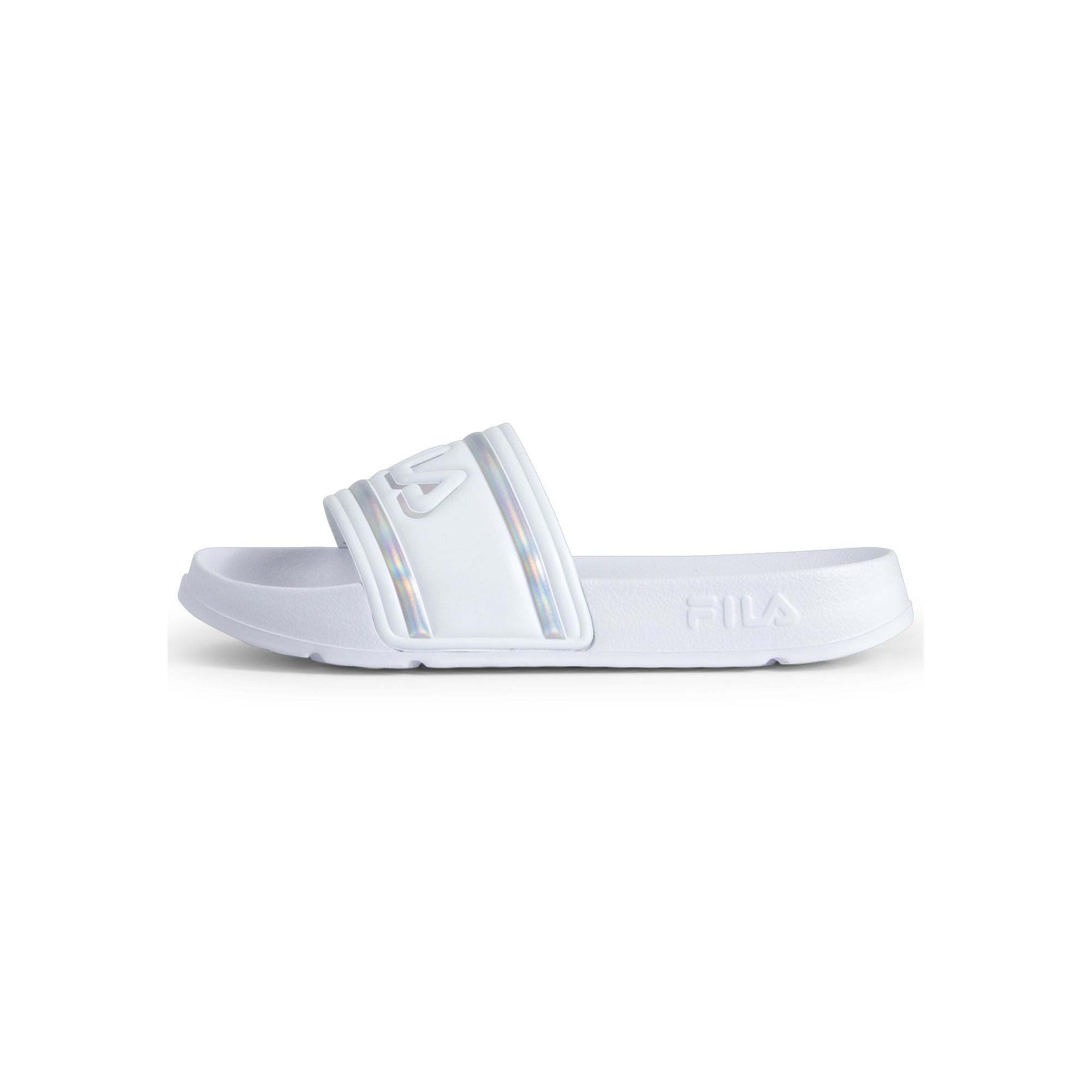 FILA | Chanclas Slide Mujer, Morro Bay Logo Slipper Wmn, Poliuretano, Suela Sintética Ligera y Cómoda, Diseño Abierto Fácil de Poner, Logo en la Tira, Blanco y Negro