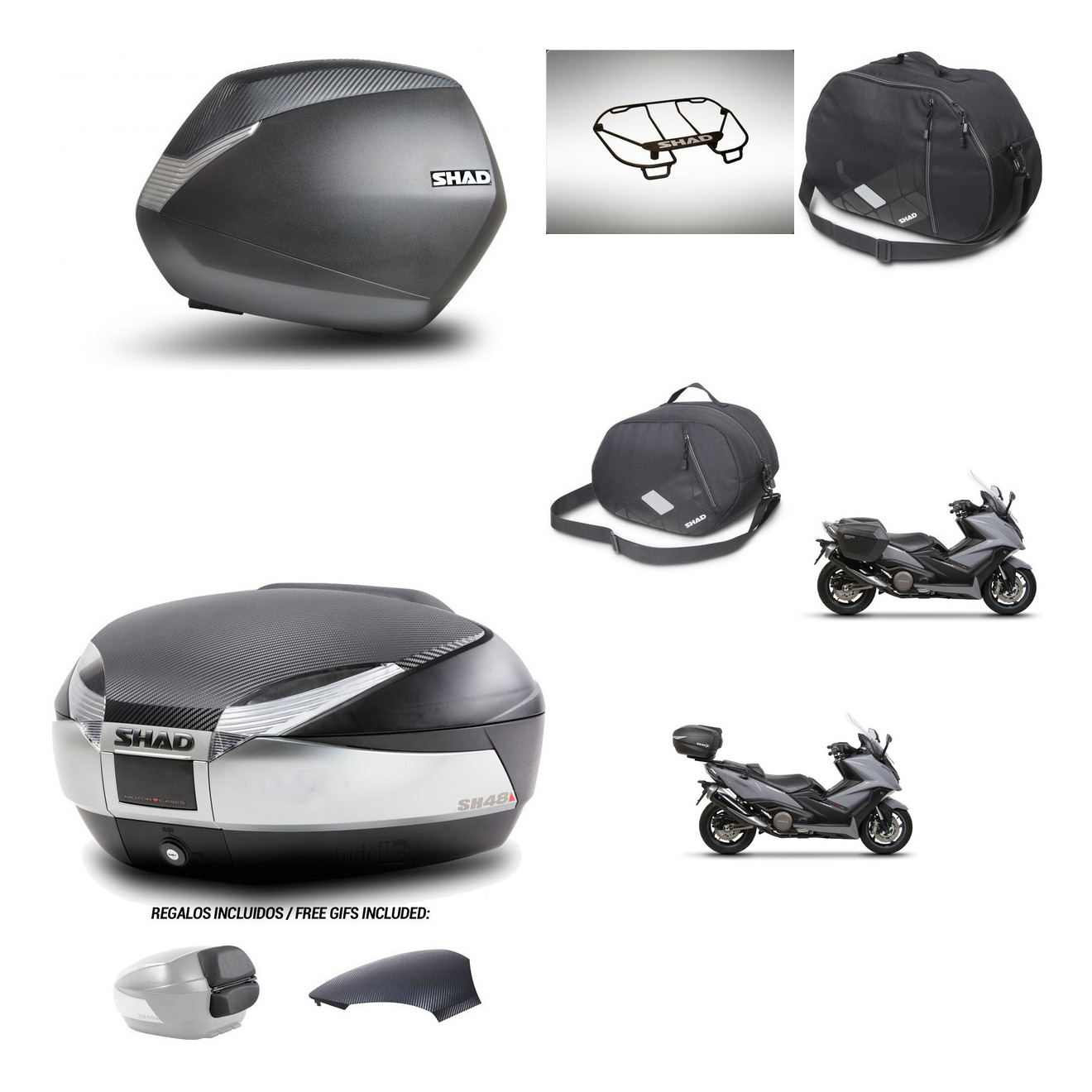 Baul Trasero + Maletas Laterales + Accesorios + Herraje 3P + Herraje Montaje Sh36 Sh 36 Sh48 KIT-255195