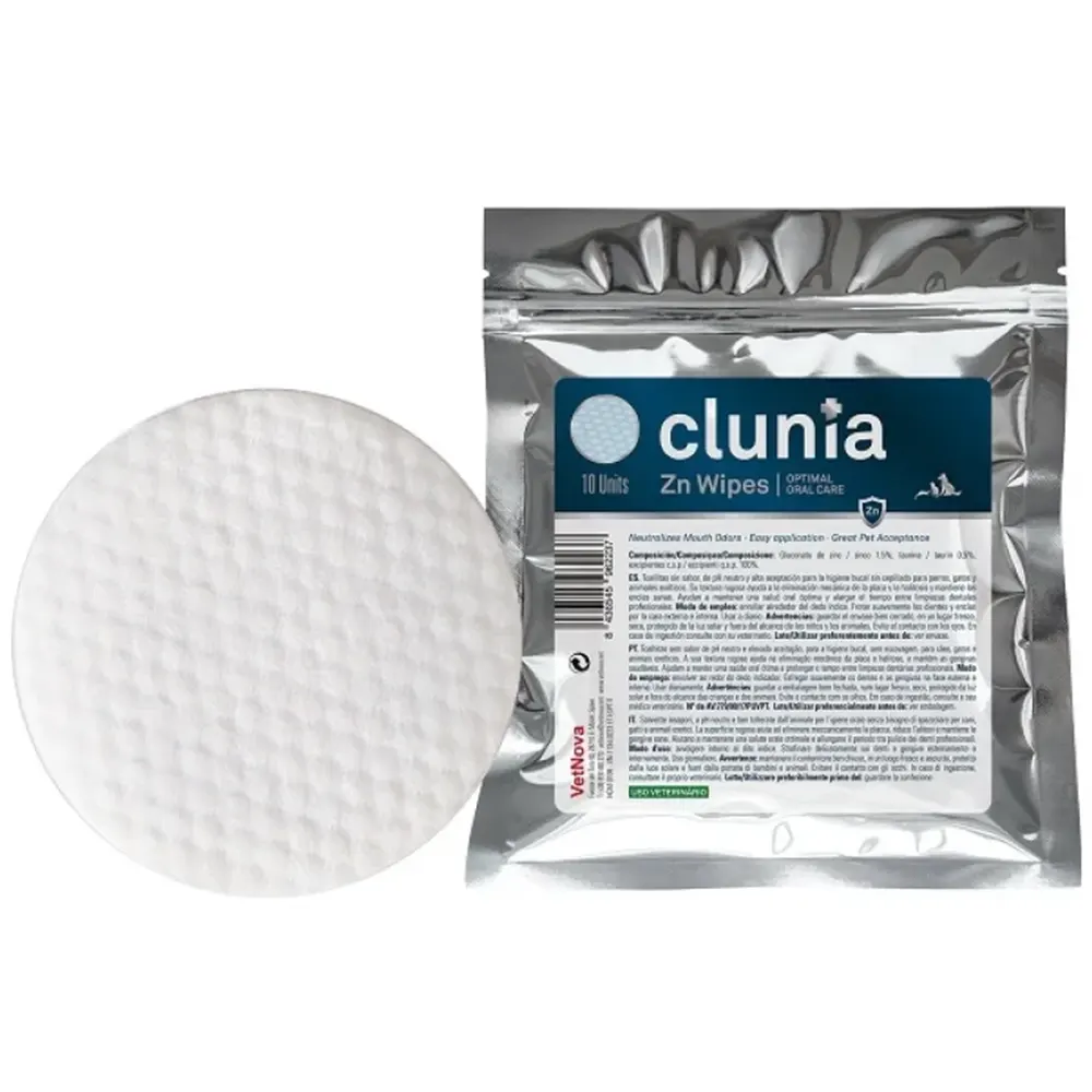 Clunia Zn Wipes 10 toallitas para la higiene puco-dental Vetnova