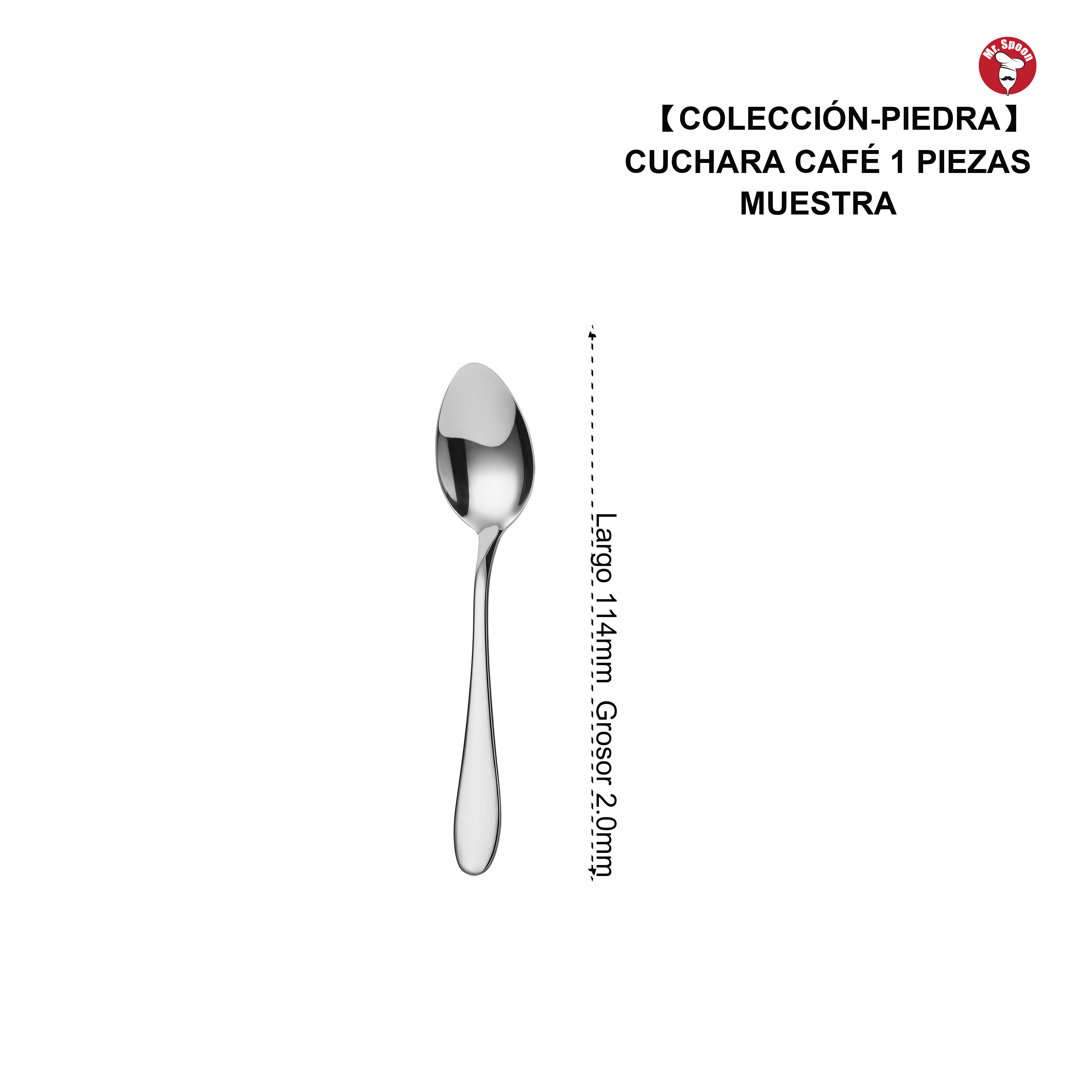 Cuchara de Café Clásica Profesional Mr.Spoon Serie Piedra 114mm Acero Inoxidable 18/0 Plateada, Ideal para Café y Espresso, Apta para Lavavajillas, Uso Hostelería Restaurante Hotel, Venta Mayorista