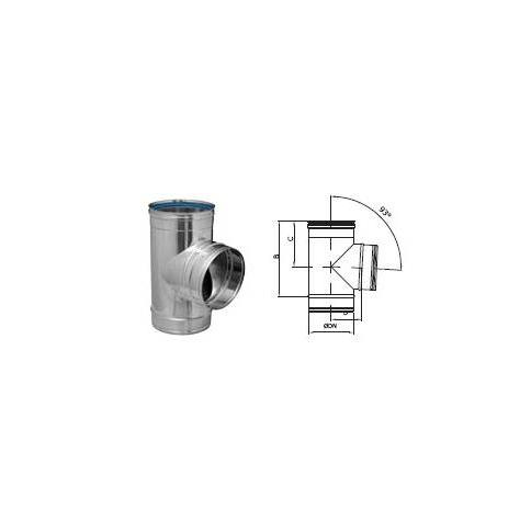 T Inox 316 Ø80-93º simple pared con junta. Pellets. Dinak