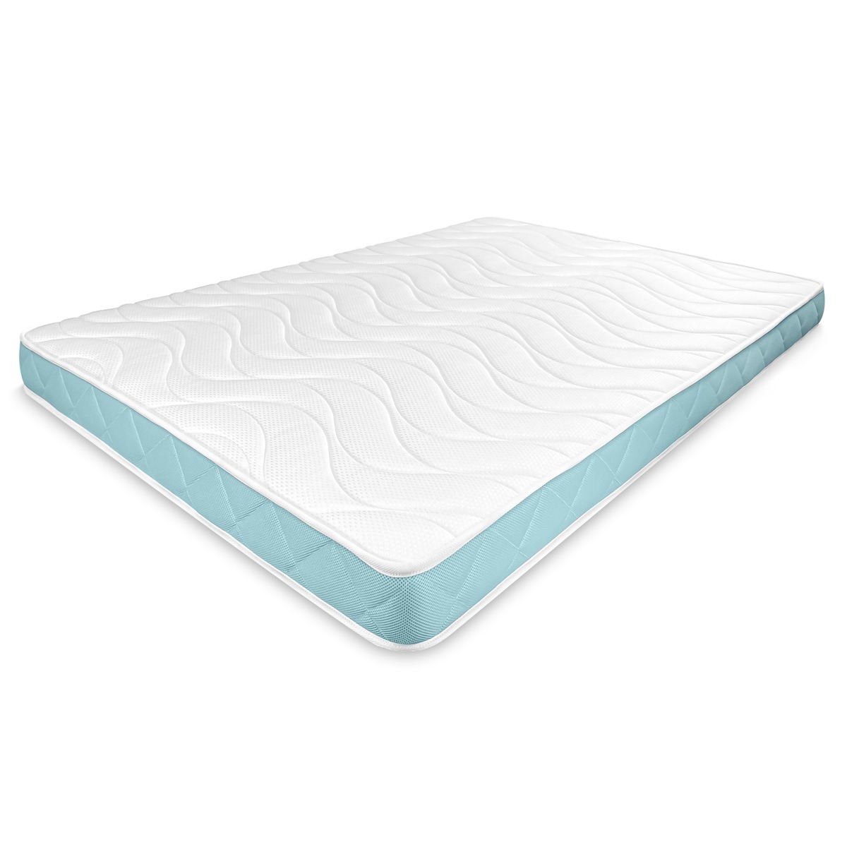 Colchón Viscoelástico - Duérmete Online - Visco 15 - Blanco/Azul turquesa - Reversible -Transpirable - Altura 15cm - Alta Gama - Firmeza media