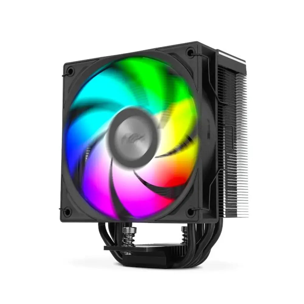 Nox - Disipador de CPU Hummer H-500 con ventilador ARGB de 120 mm, pantalla LCD integrada y 4 tubos de calor de cobre para refrigeración eficiente y silenciosa