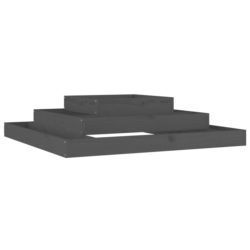 vidaXL Jardinera de madera maciza de pino gris 110x110x27 cm