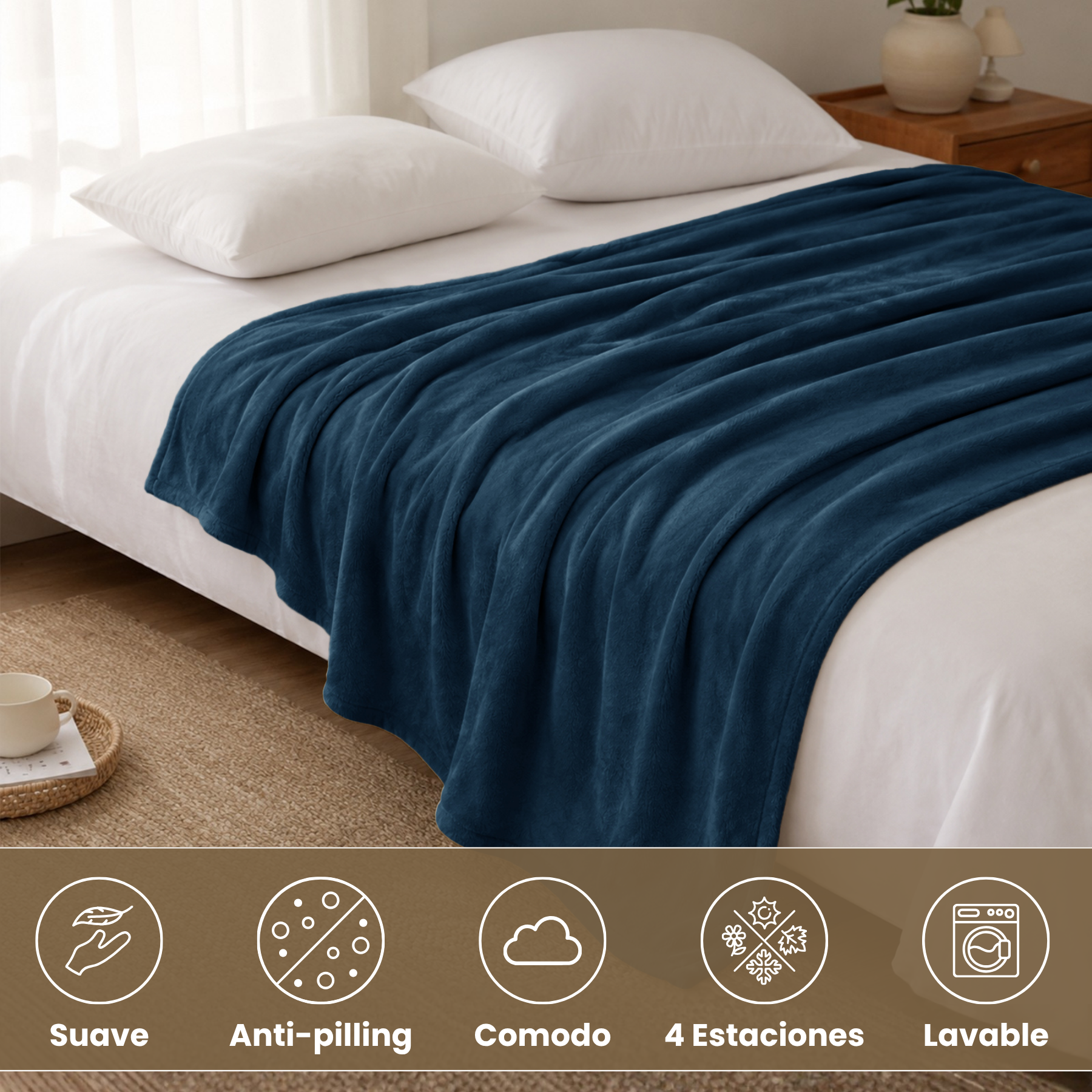 Manta Sedalina Franela Extra Suave 100% Poliéster OEKO-TEX, cálida y duradera para dormitorio, salón y viaje. Segura para bebés y mascotas, lavable fácil de cuidar, 3 tamaños, ideal sofá, salón compartido y camas grandes invierno