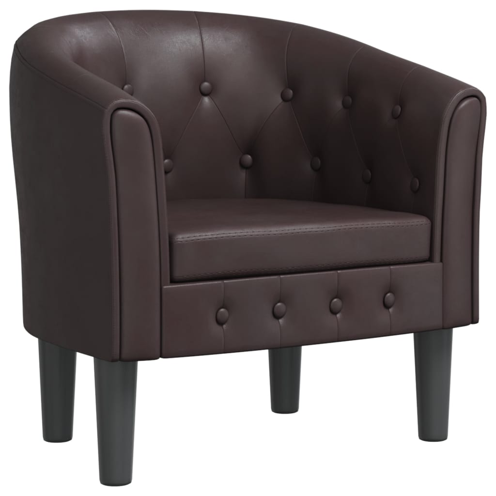 vidaXL Sillón cuero sintético marrón