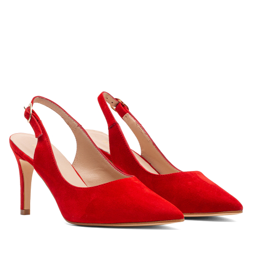 Salones de Piel Ante Rojo Helene Rouge: Estilo y Confort para Mujer con Tacón Medio de 75mm, Elegancia Española para Ocasiones Especiales | Calzado Versátil en Tallas 35 a 42, Ideal para Trabajo y Eve