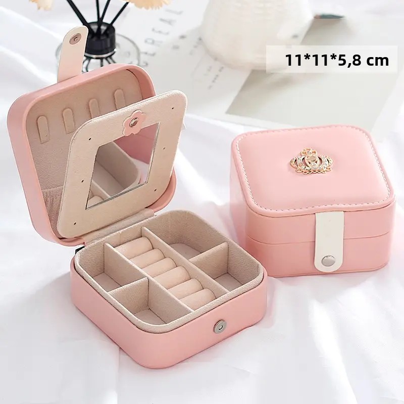 TK Caja De Joyas De Cuero Para Hombres Y Mujeres Con Capa Doble Gran Capacidad Caja De Almacenamiento Portátil Con Cierre De Hebilla Para Viajes
