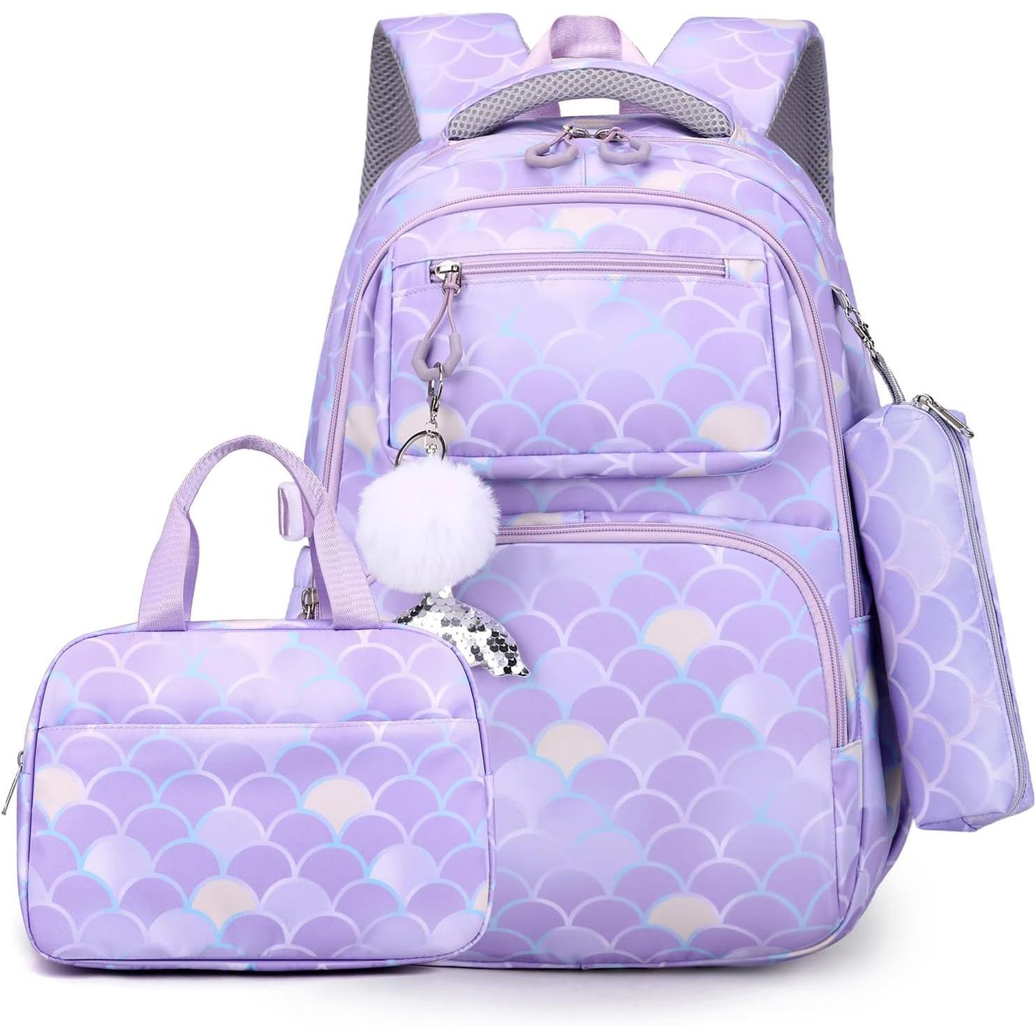 Mochilas Escolares Niña 4 Piezas, Gran Capacidad Mochila Niña Adolescente de 9 a 14 Años, Mochila Colegio Mochila Juvenil Chica de Nylon