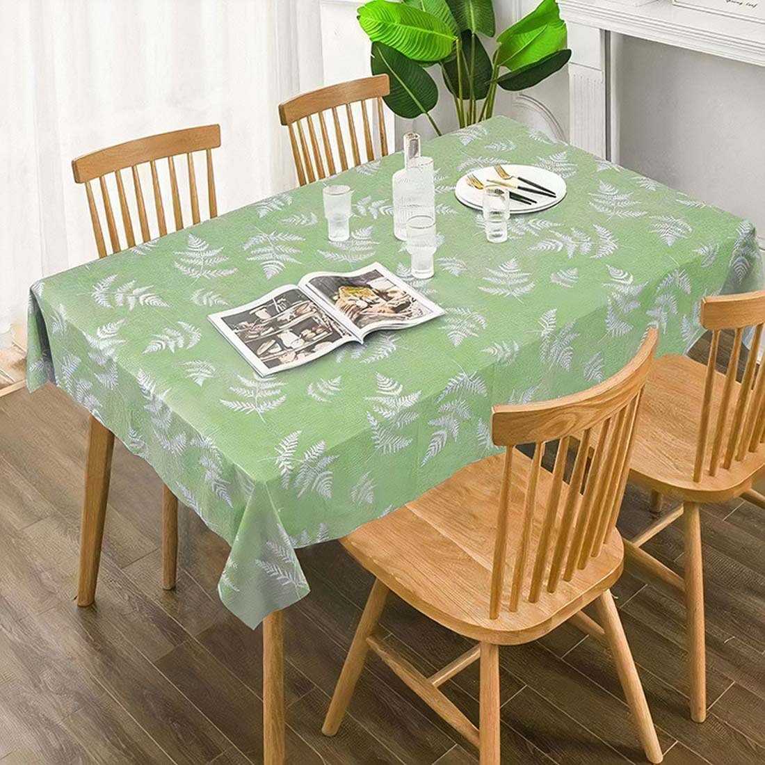 Mantel moderno y sencillo, impermeable y resistente a las manchas, mantel de salón, no lavable, verde, 120*170cm