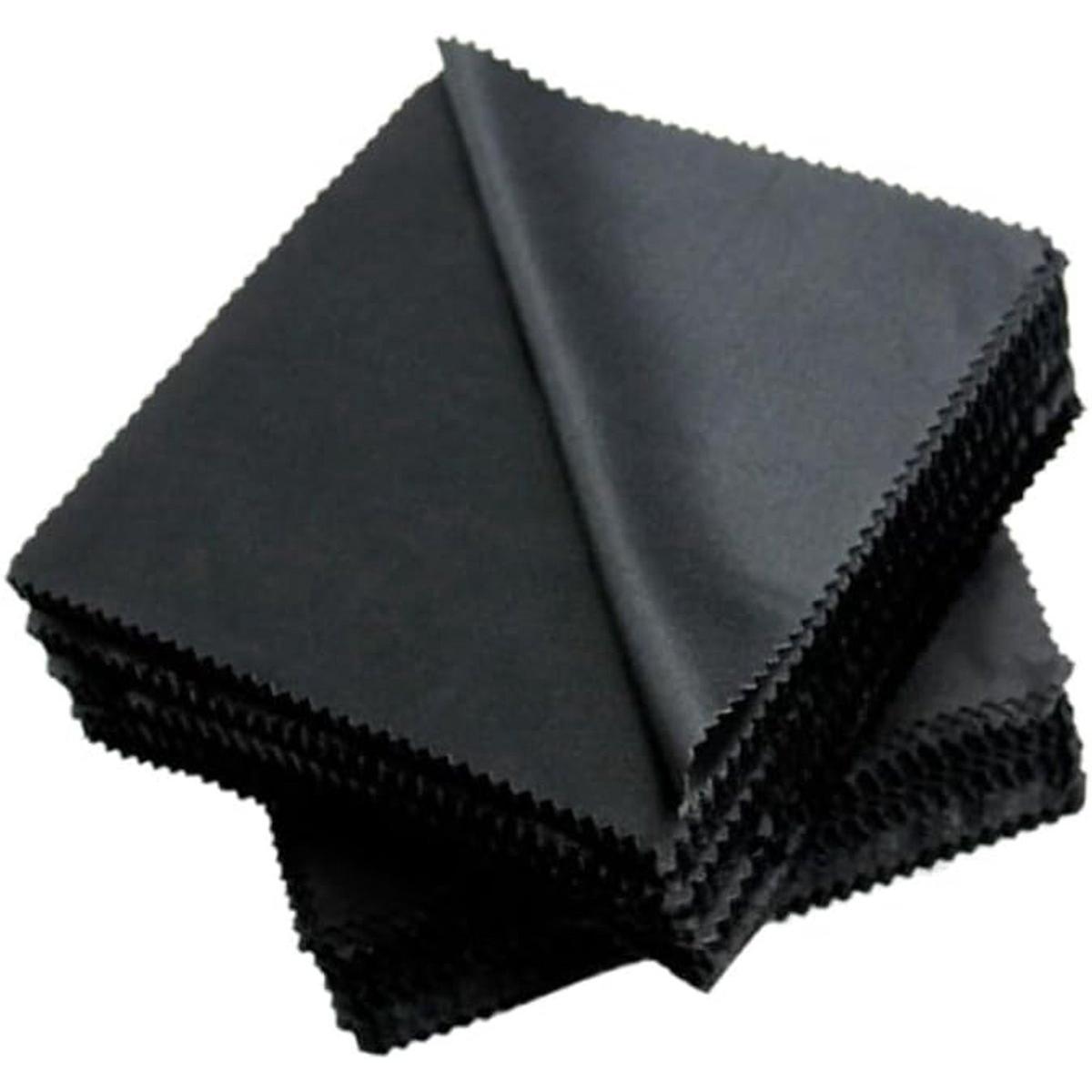 Juego de 50 paños de limpieza para gafas - Paños de limpieza para pantallas - Paños de microfibra para limpiar gafas - Paños de limpieza para lentes - Adecuados para limpiar pantallas, gafas y lentes de cámara - Negro - 15 x 15 cm