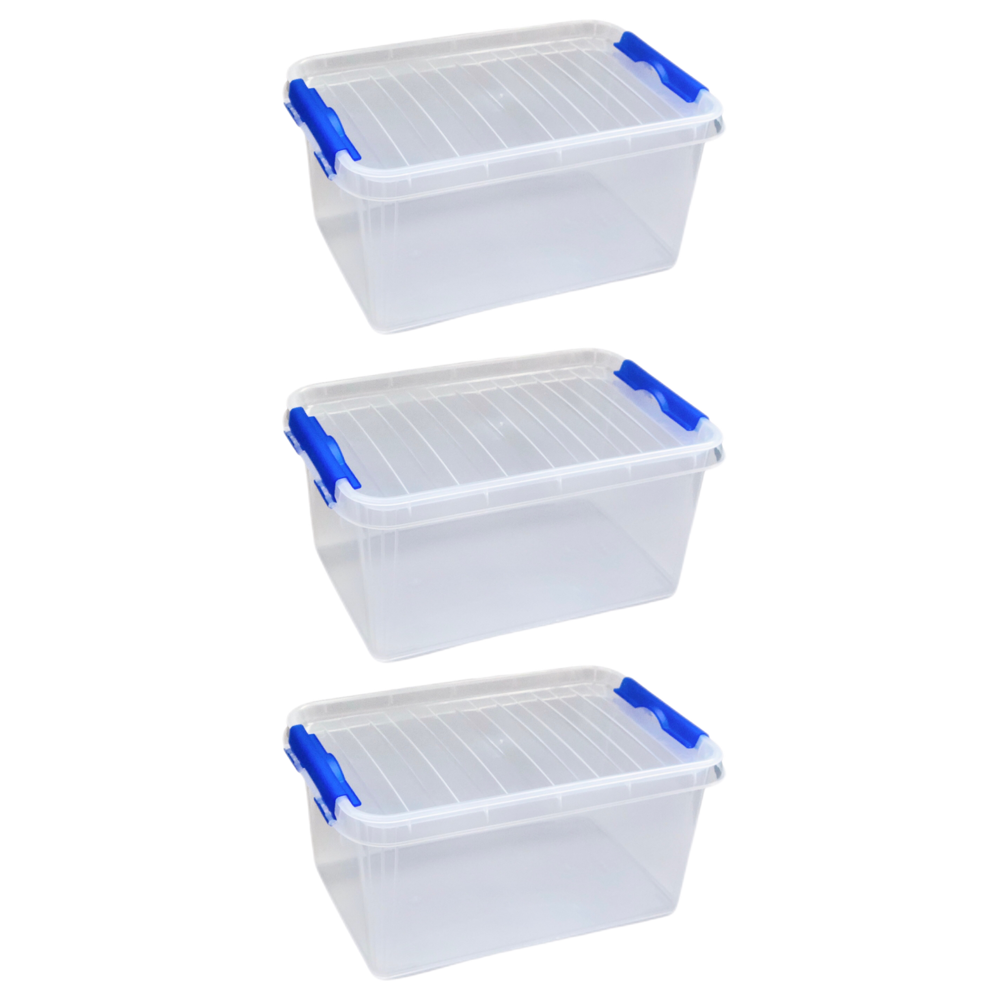 TRESV Set 3 Cajas de Ordenación TRESV 4L,5L,8L,12L,16L,25L y 35L Almacenamiento Plástico Transparente Hermético