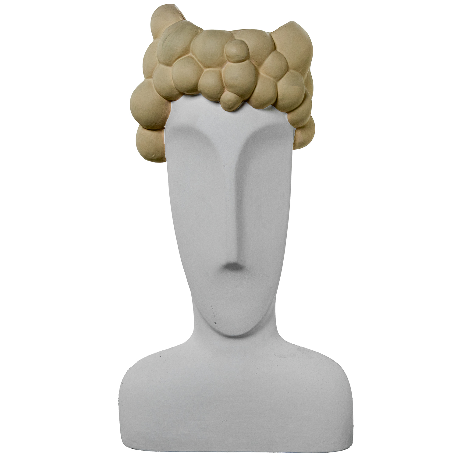 Jarron ceramica busto 45cm blanco, crema 24x16x45cm