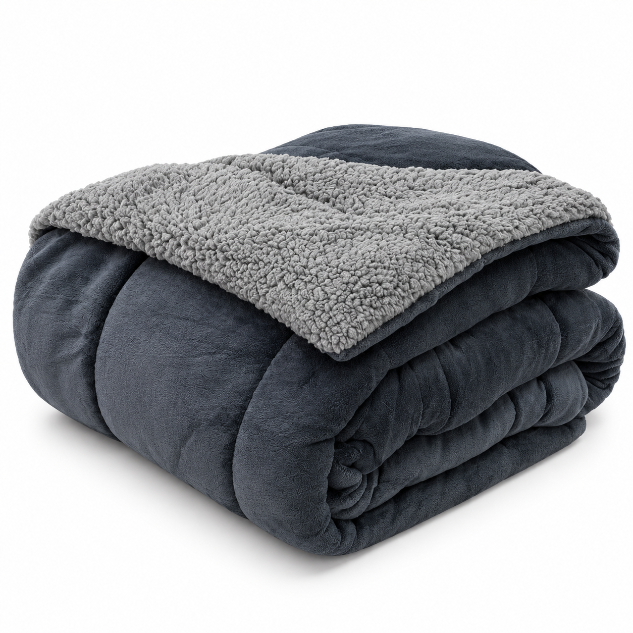 Edredón Comforter Sherpa 250 x 260 cm, Reversible, Para Cama de 135/150 cm, Disponible En Color Beige o Gris, 100% poliéster, Paduana.