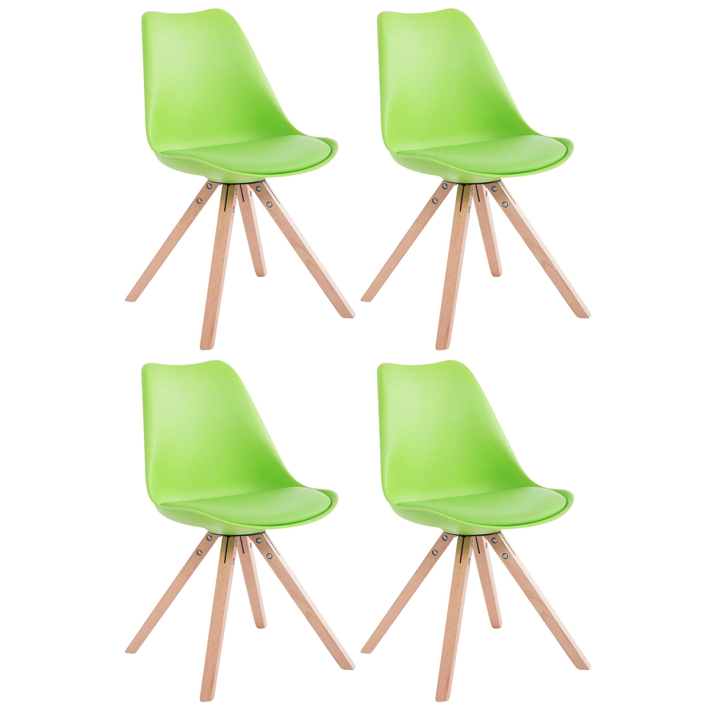 Set de 4 sillas para comedor Toulouse Square en polipiel Verde,Natural