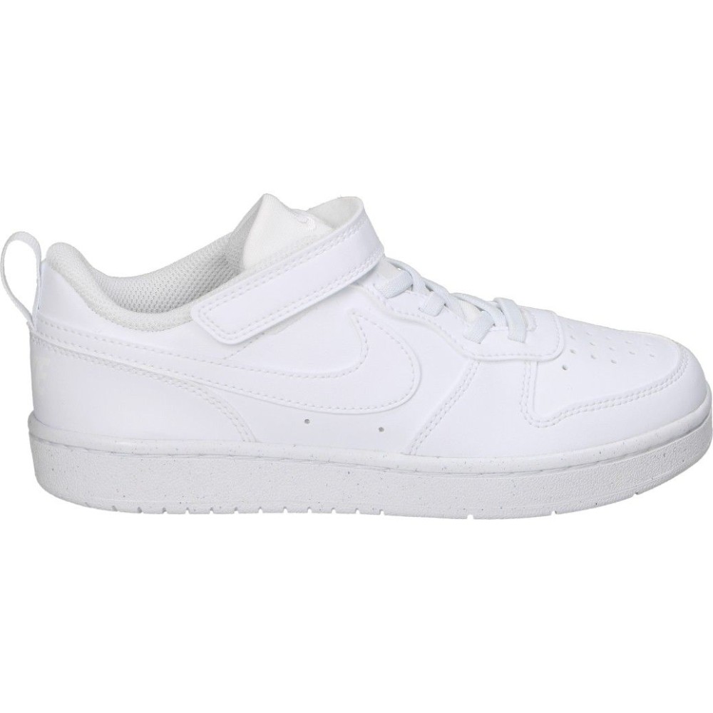NIKE | Deportiva Nike Court Borough Low Recraft Infantil – Zapatilla Baja en Color Blanca - Sneaker con Cordones y Velcro – Estilo Casual – Versátiles – Combinables – Máxima Sujeción – Modelo DV5457-106