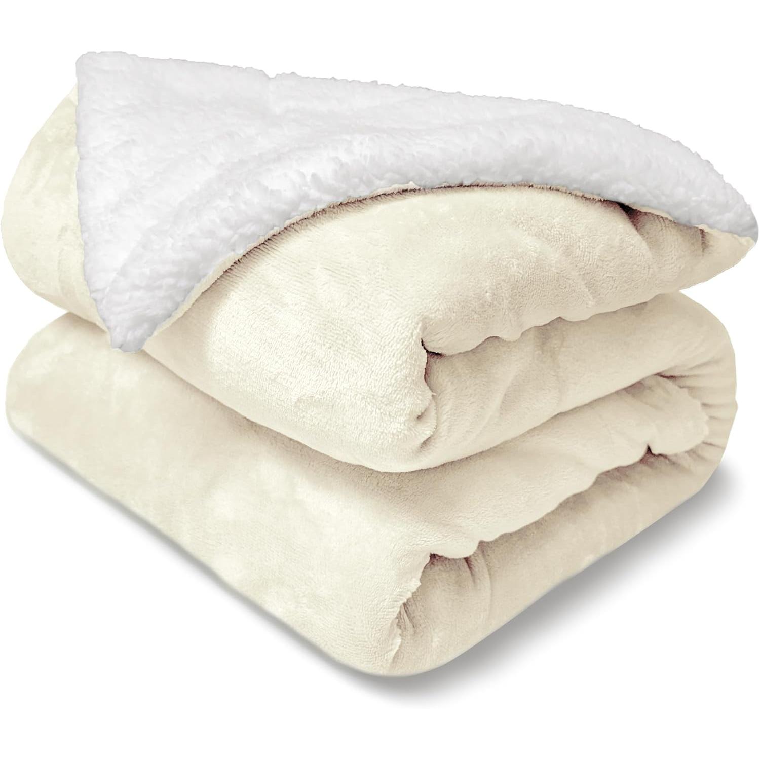 TK Manta Borrego 130x160cm/160x220cm/220x240cm, Manta Sofa Reversible de Franela y Sherpa, Manta Cama Gruesa, Manta Borreguito, Sobrecama, Manta Caliente, Suave, Transpirable para Invierno