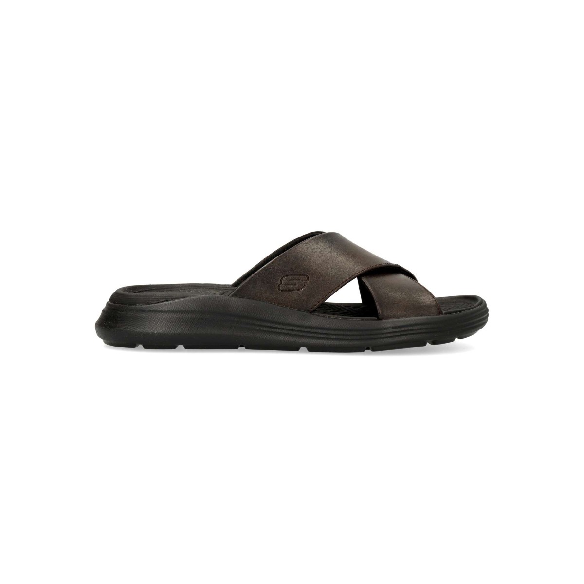 Skechers - Sandalias para hombre Relaxed Fit: Sargo - Denal con correa cruzada de piel y plantilla Luxe Foam® para máxima comodidad veraniega