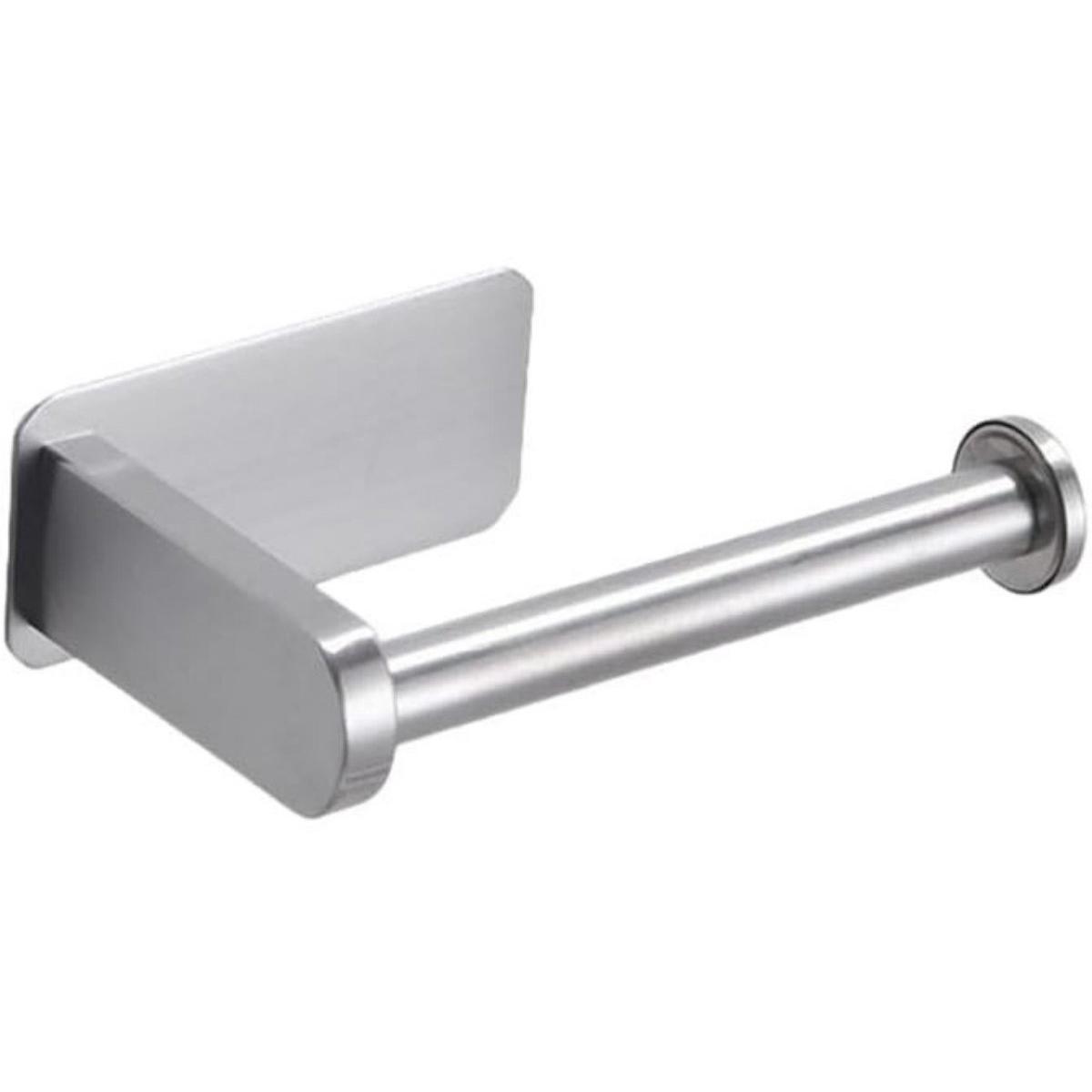Portarrollos de papel higiénico - Portarrollos de papel higiénico autoadhesivo - Portarrollos de papel higiénico de acero inoxidable cepillado - Montaje en pared - No requiere taladrar - Apto para baño, aseo y cocina