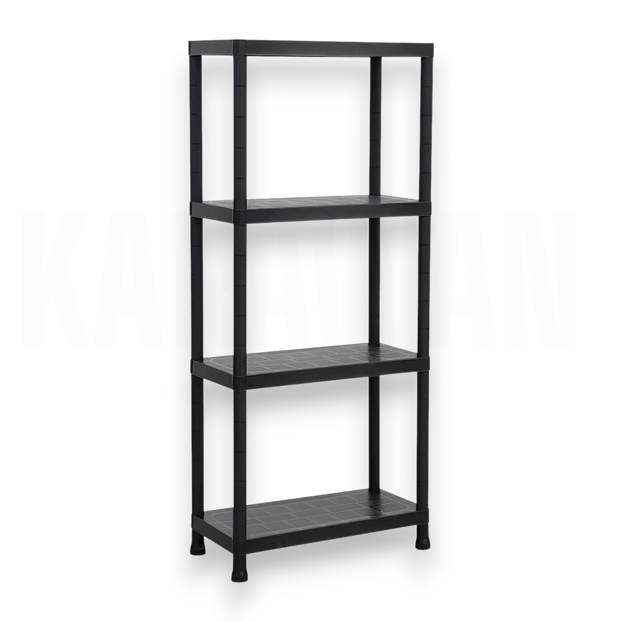 Estantería Stack Recuperado de 3 - 4 y 5 Baldas Karawan - Plásticos para el Hogar - 30 x 60 x 140 cm, Color Negro